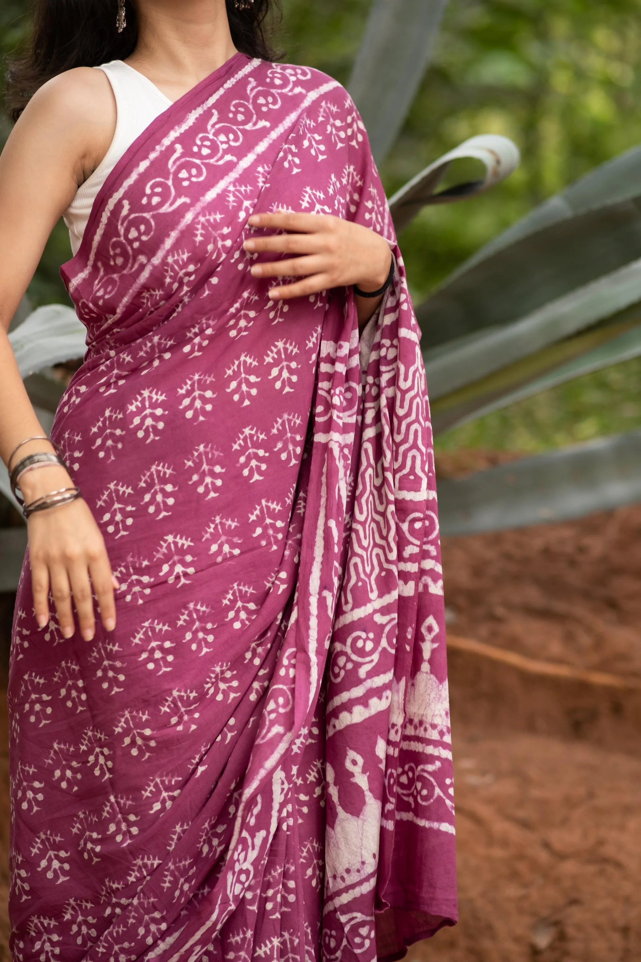Azo free dyed Dabu cotton sarees - Rangeeli - Image 5