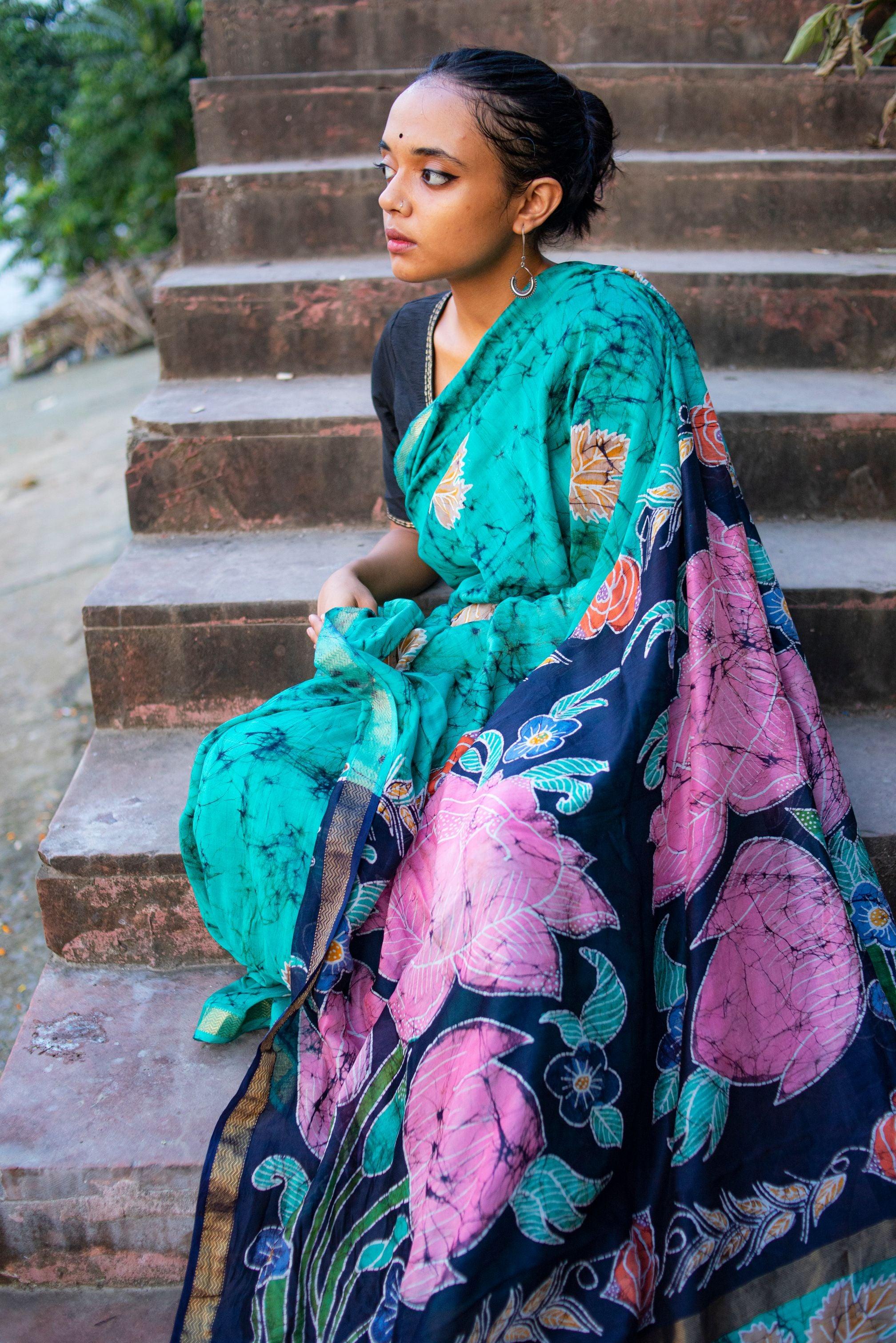 Batik Chanderi saree - Narmada- Padma - Image 11