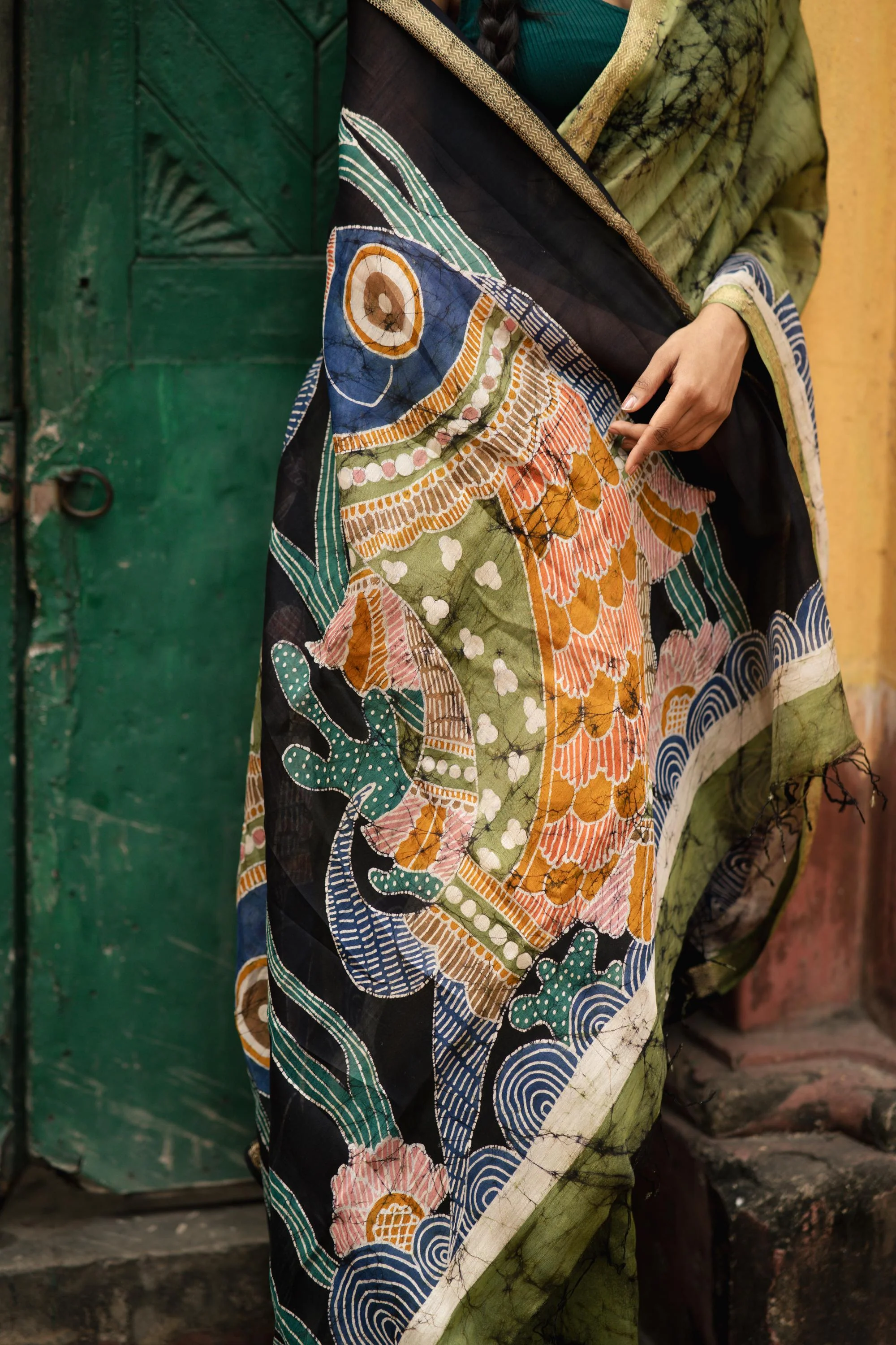 Batik Chanderi saree - Narmada- Meena - Image 6