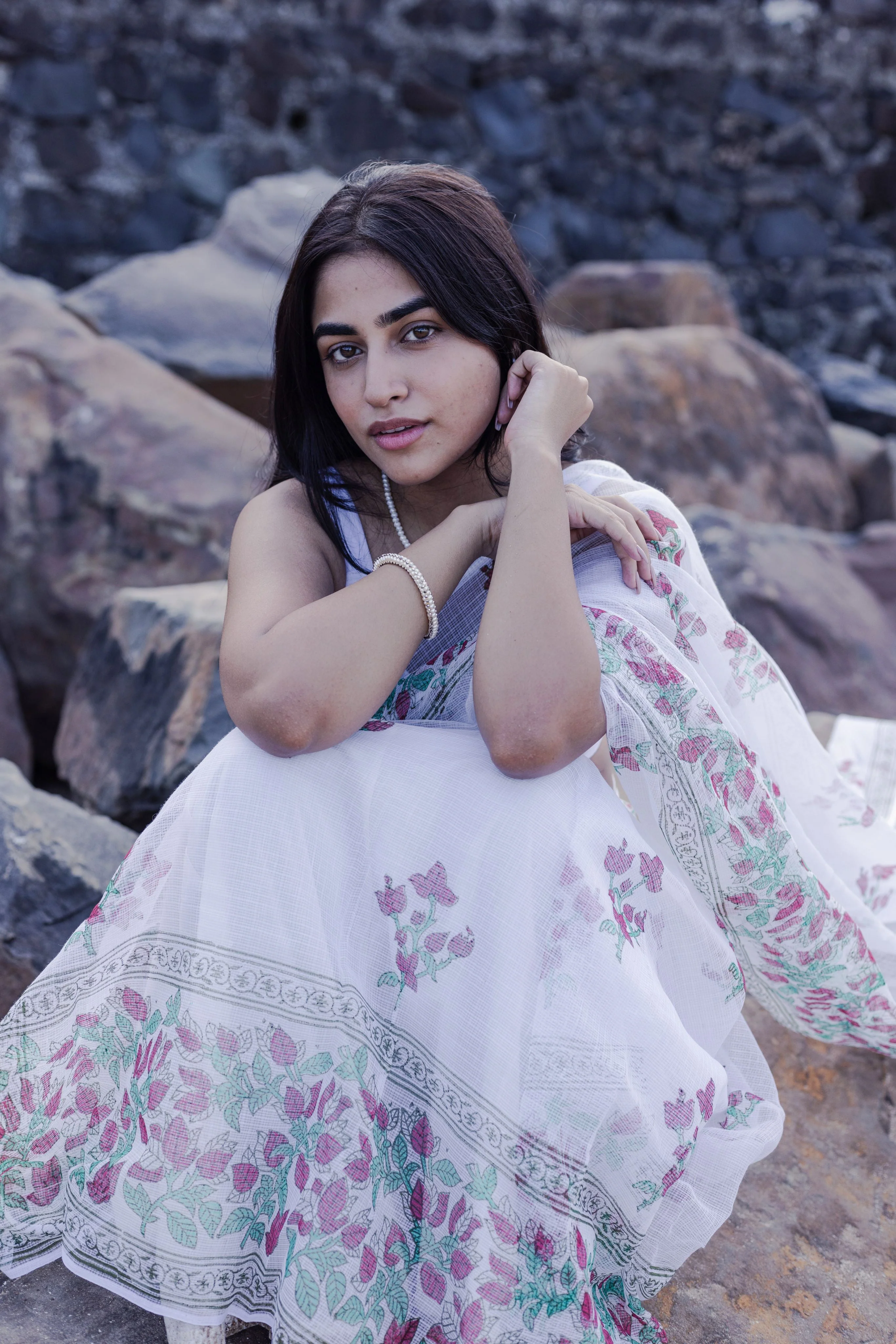 Evergreen printed Kota saree - Bagh- Bouganvillea - Image 11
