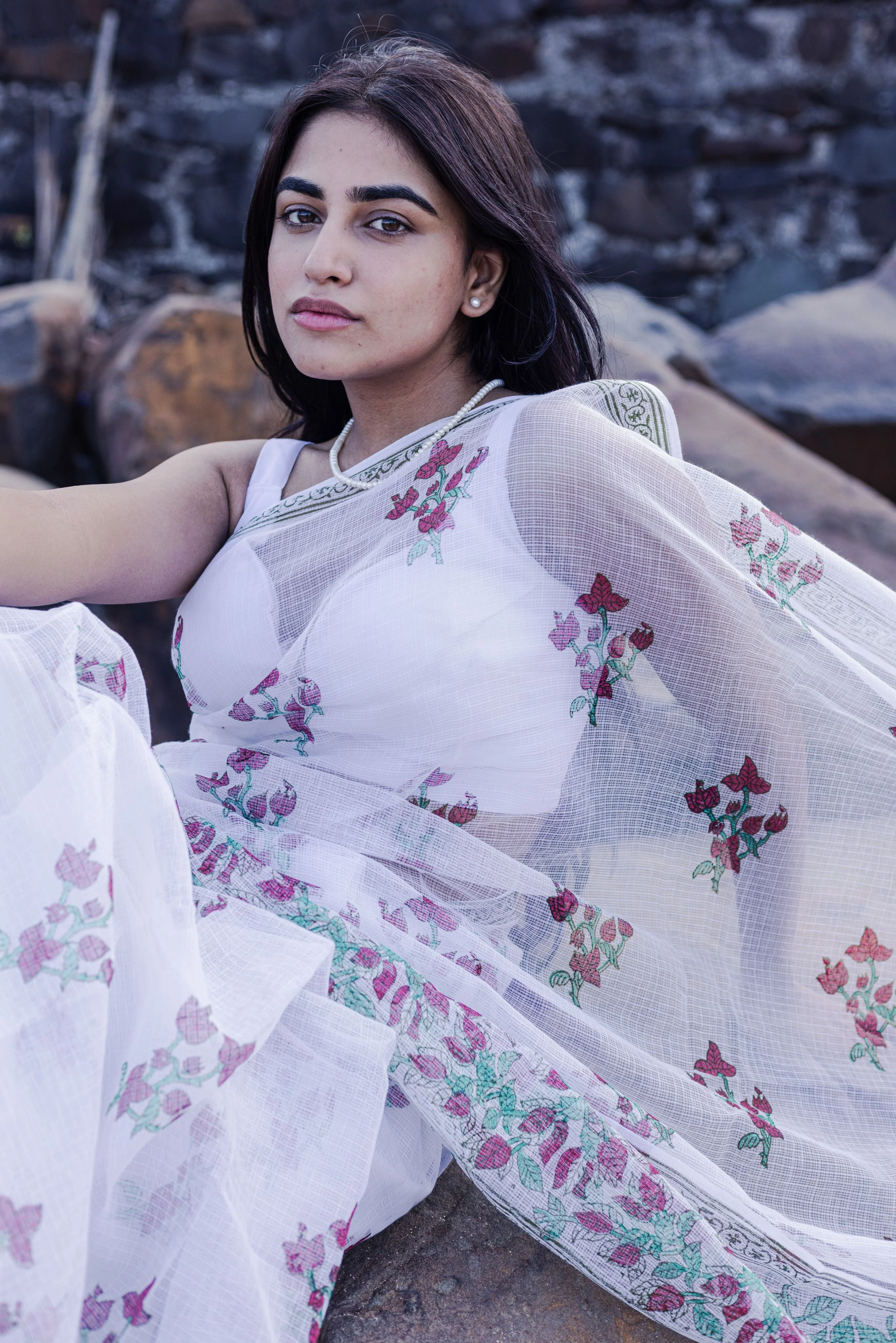 Evergreen printed Kota saree - Bagh- Bouganvillea - Image 7