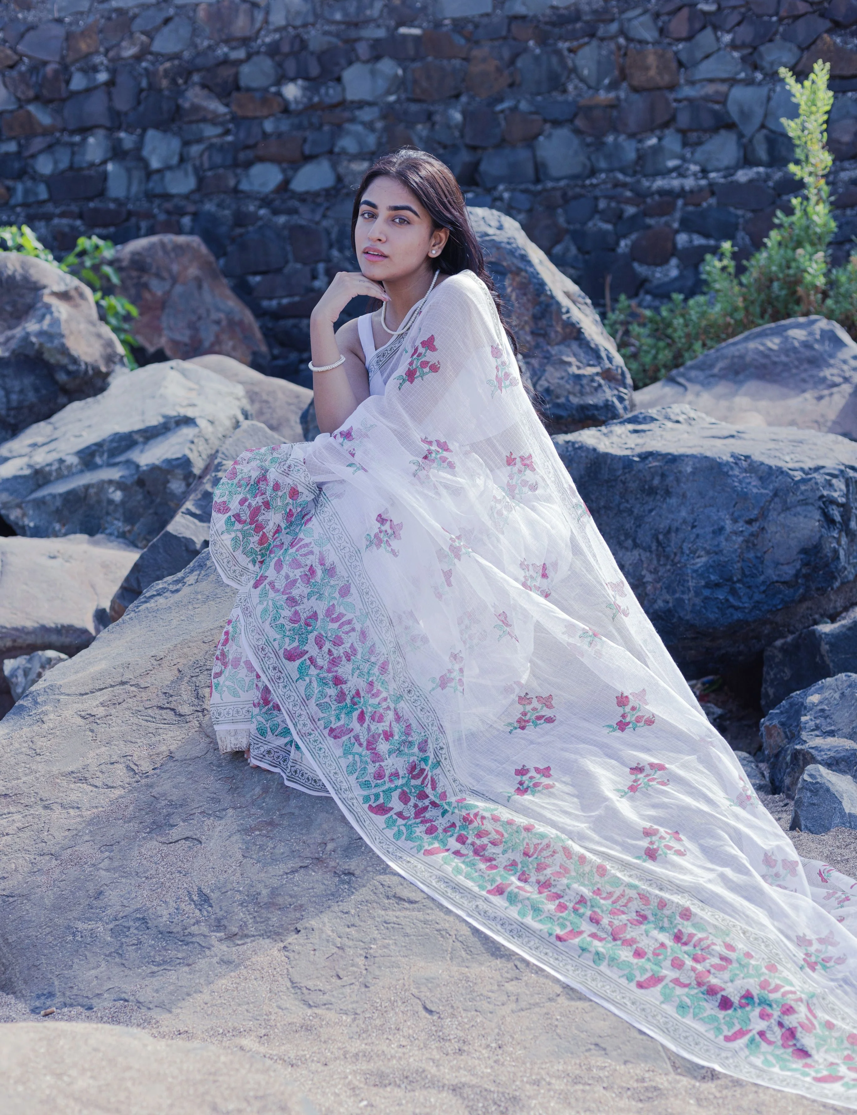 Evergreen printed Kota saree - Bagh- Bouganvillea - Image 8
