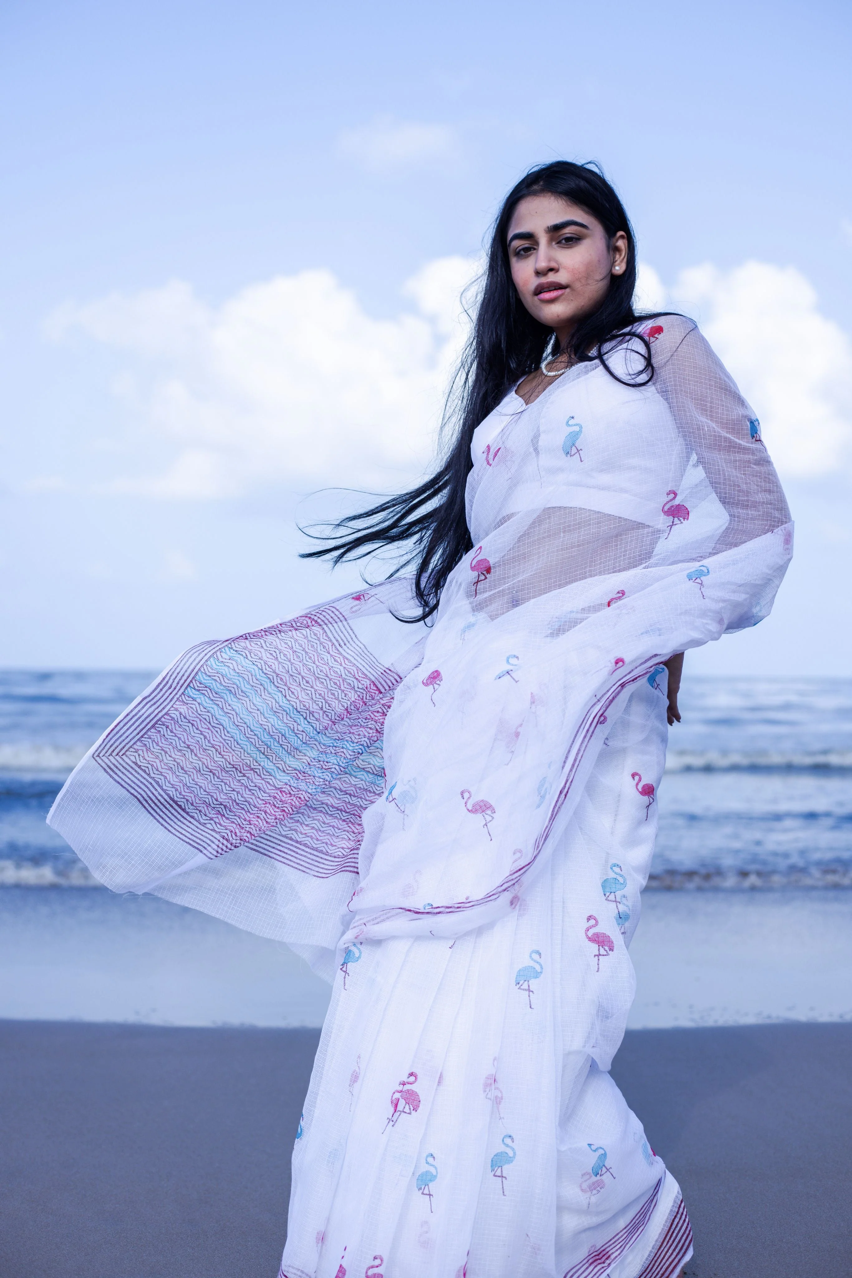 Evergreen printed Kota saree - Bagh- Flamingo - Image 14