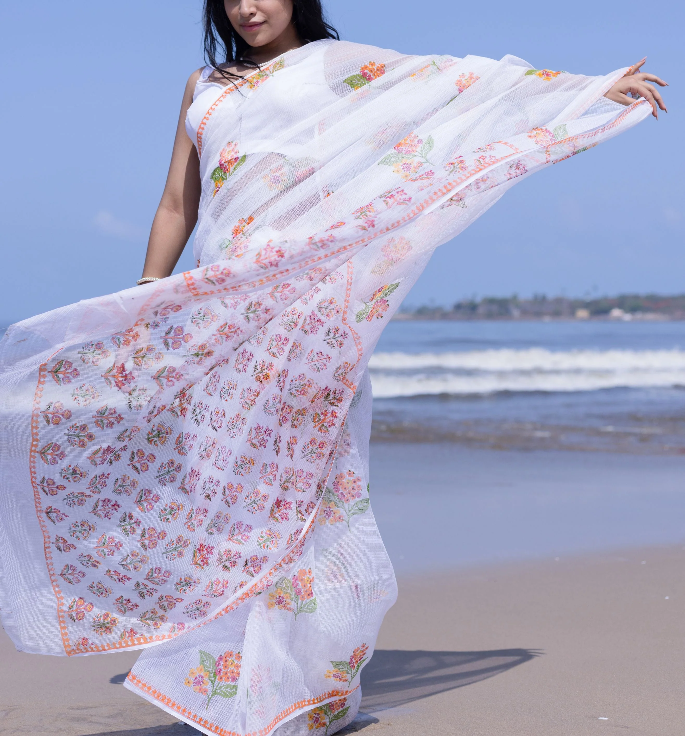 Evergreen printed Kota saree - Bagh- Mogra - Image 7