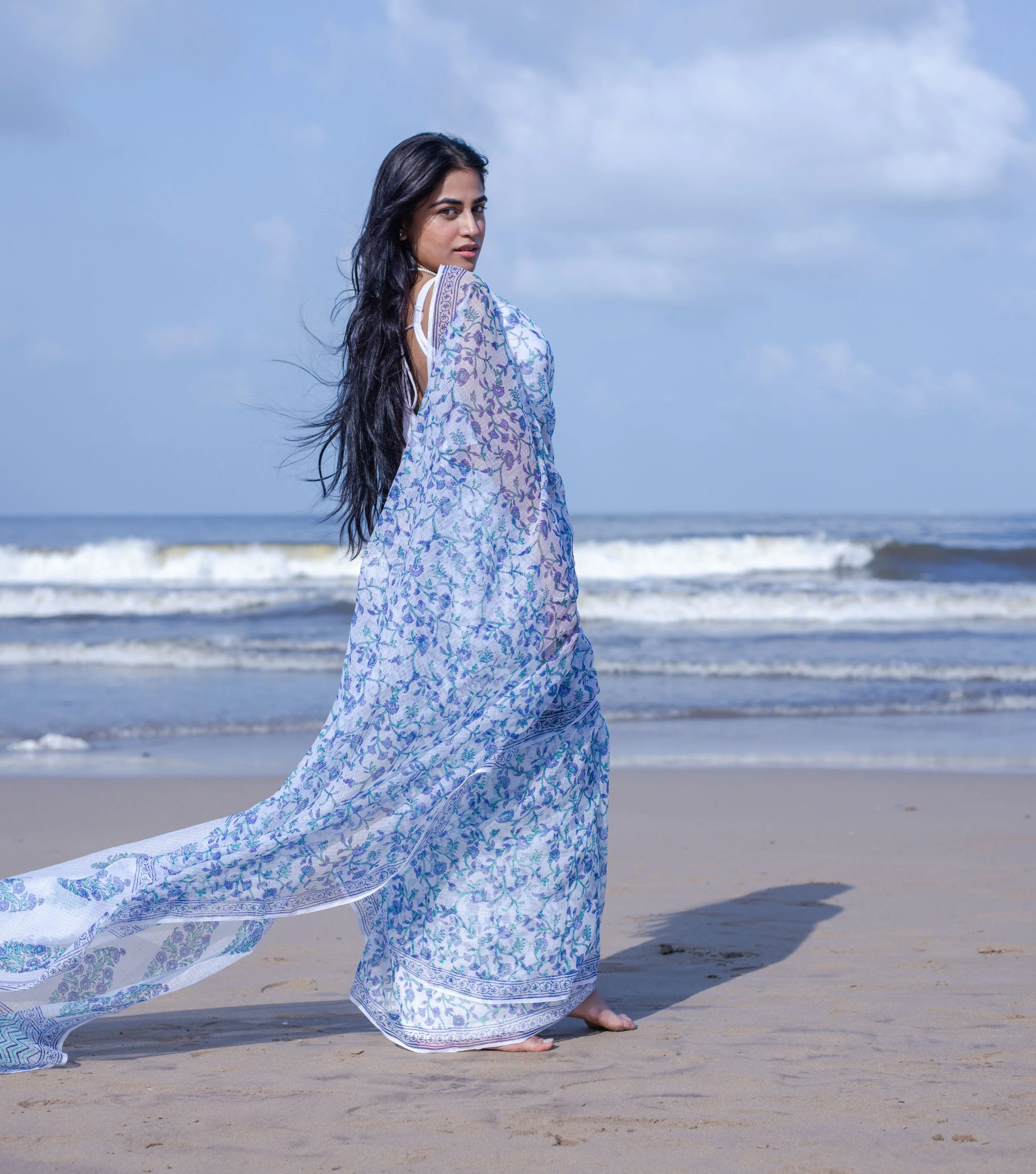 Kaisori Bagh Jaal Kota blockprinted silk cotton saree - Image 8