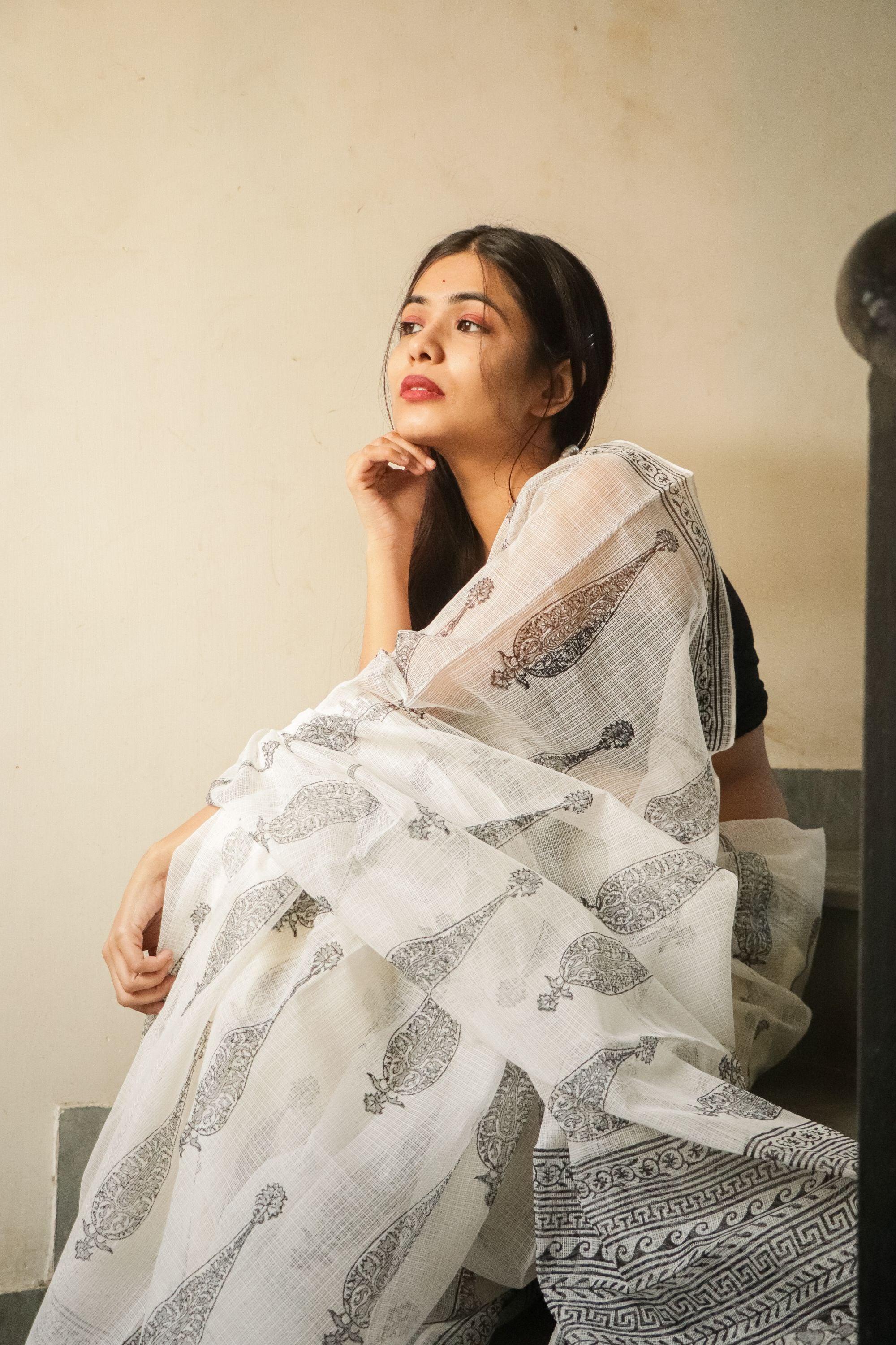 Evergreen printed Kota saree - Bagh- Jasmine - Image 11