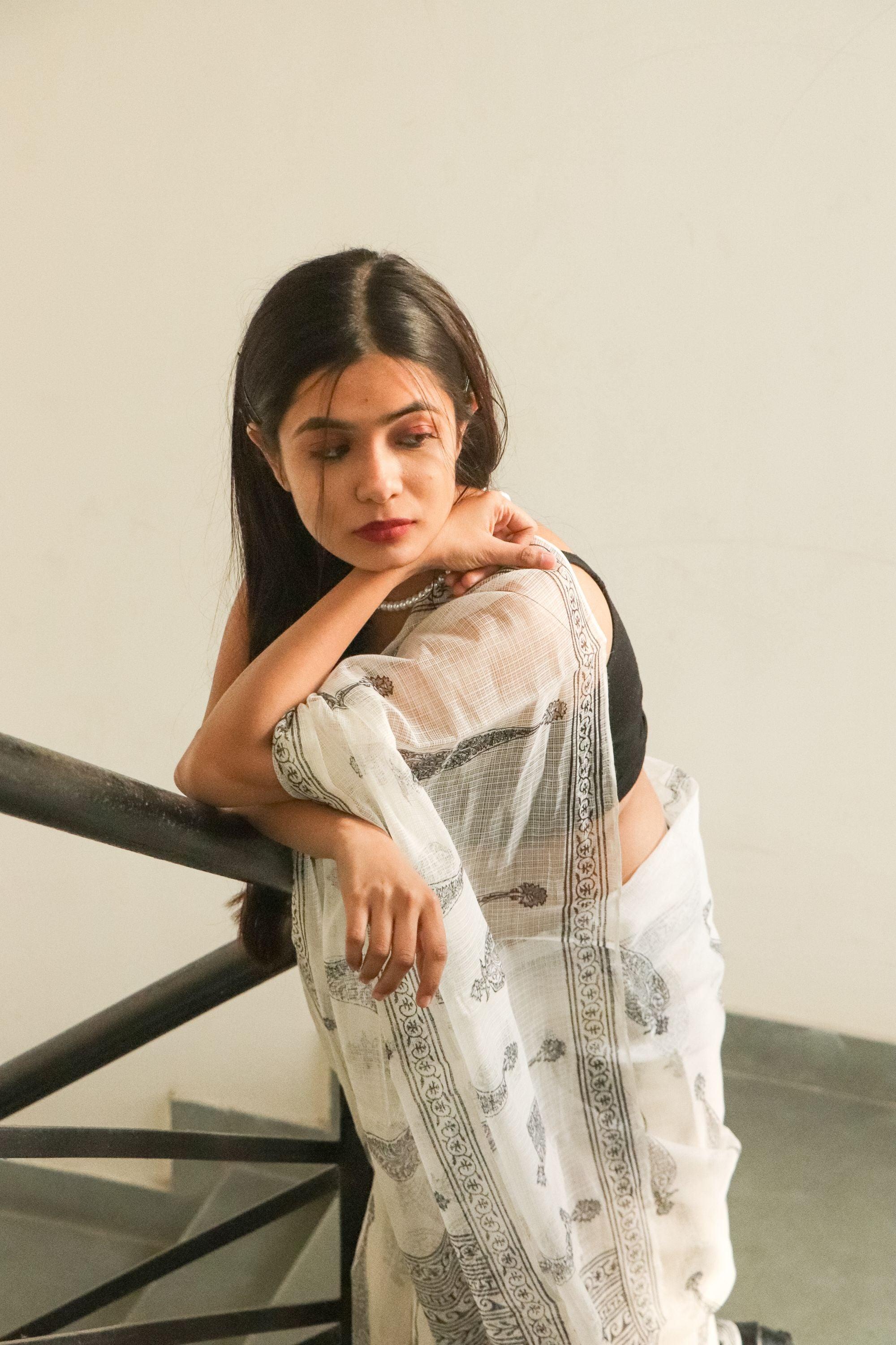 Evergreen printed Kota saree - Bagh- Jasmine - Image 15