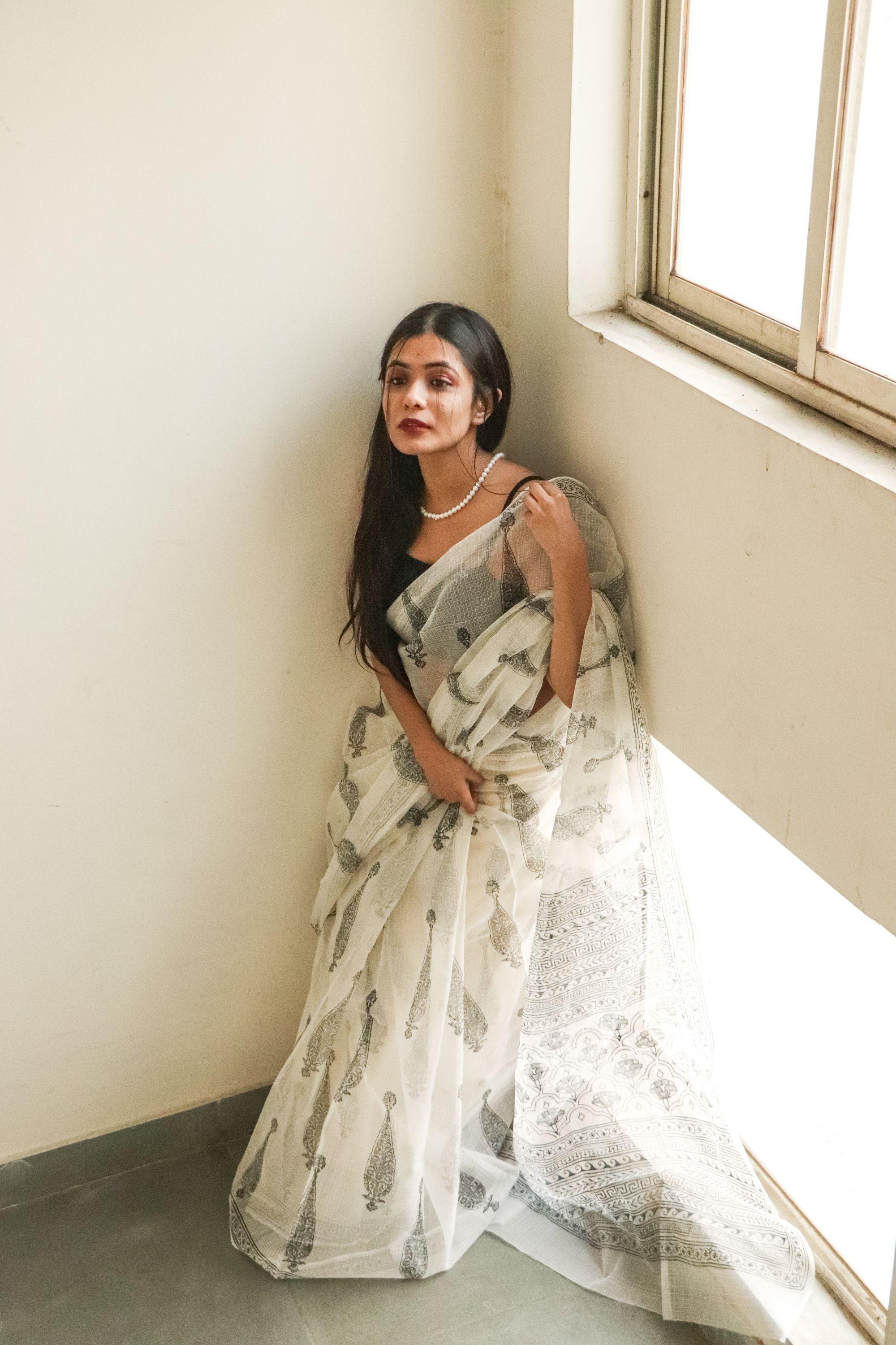 Evergreen printed Kota saree - Bagh- Jasmine - Image 17