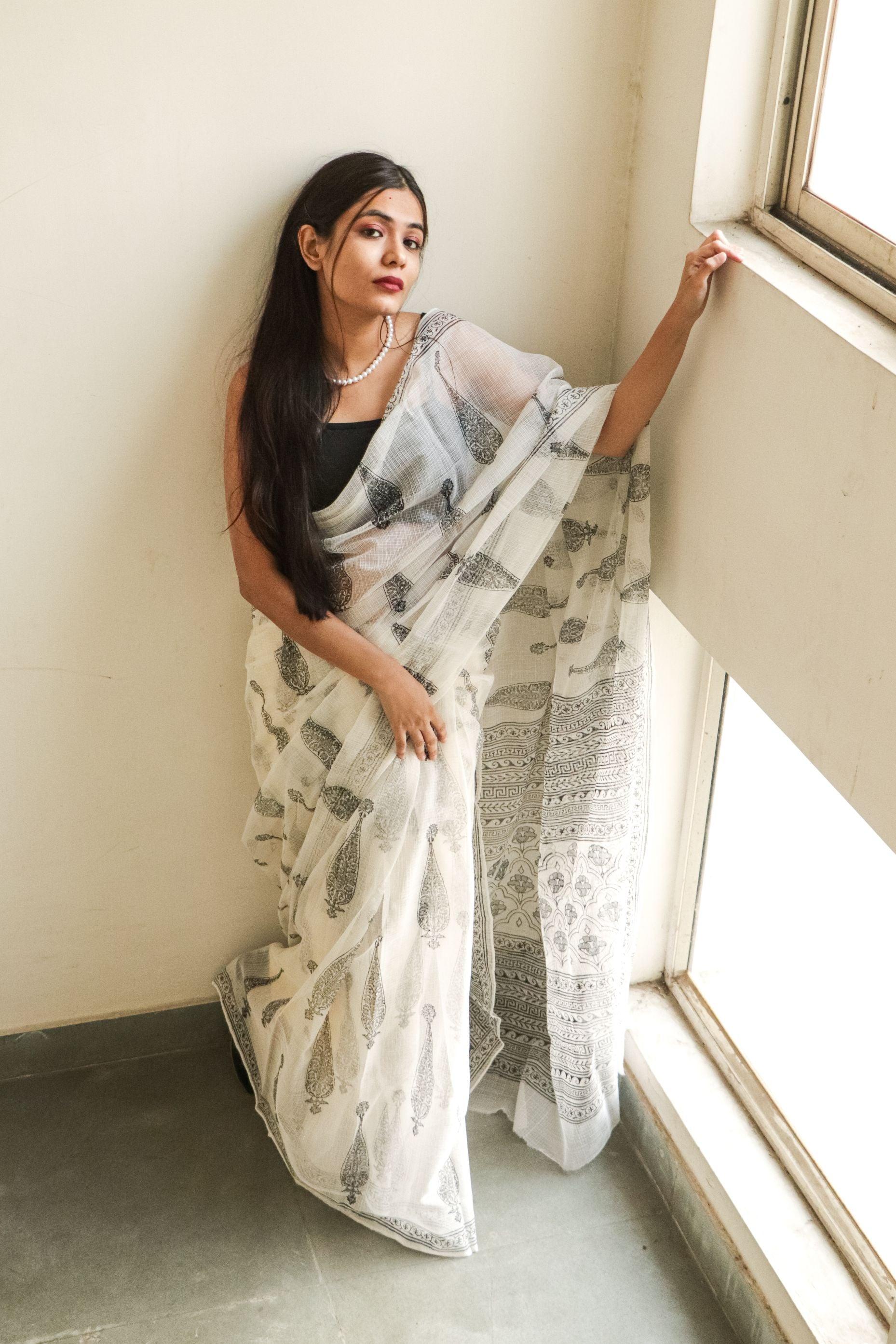Evergreen printed Kota saree - Bagh- Jasmine - Image 20
