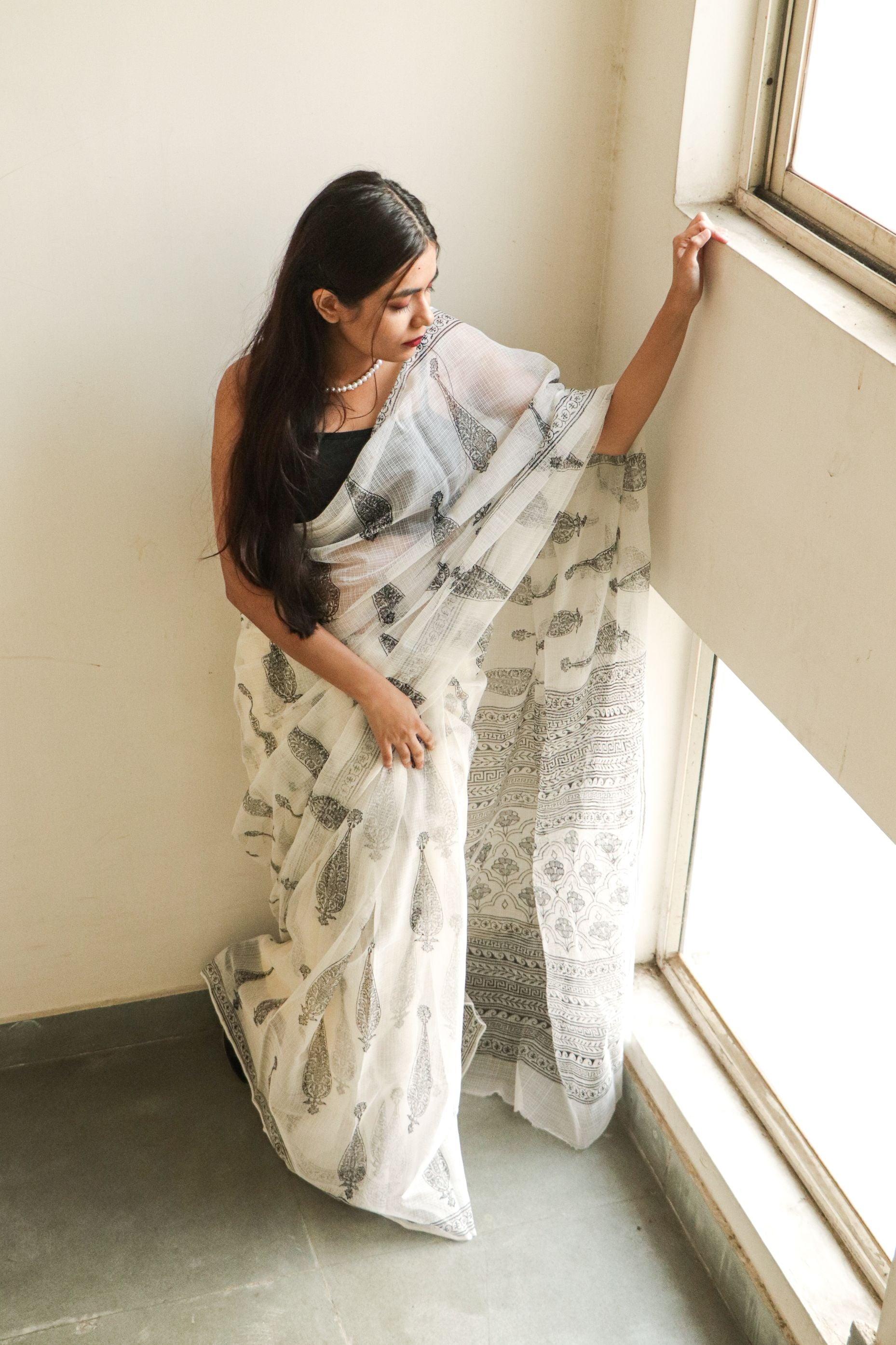 Evergreen printed Kota saree - Bagh- Jasmine - Image 21