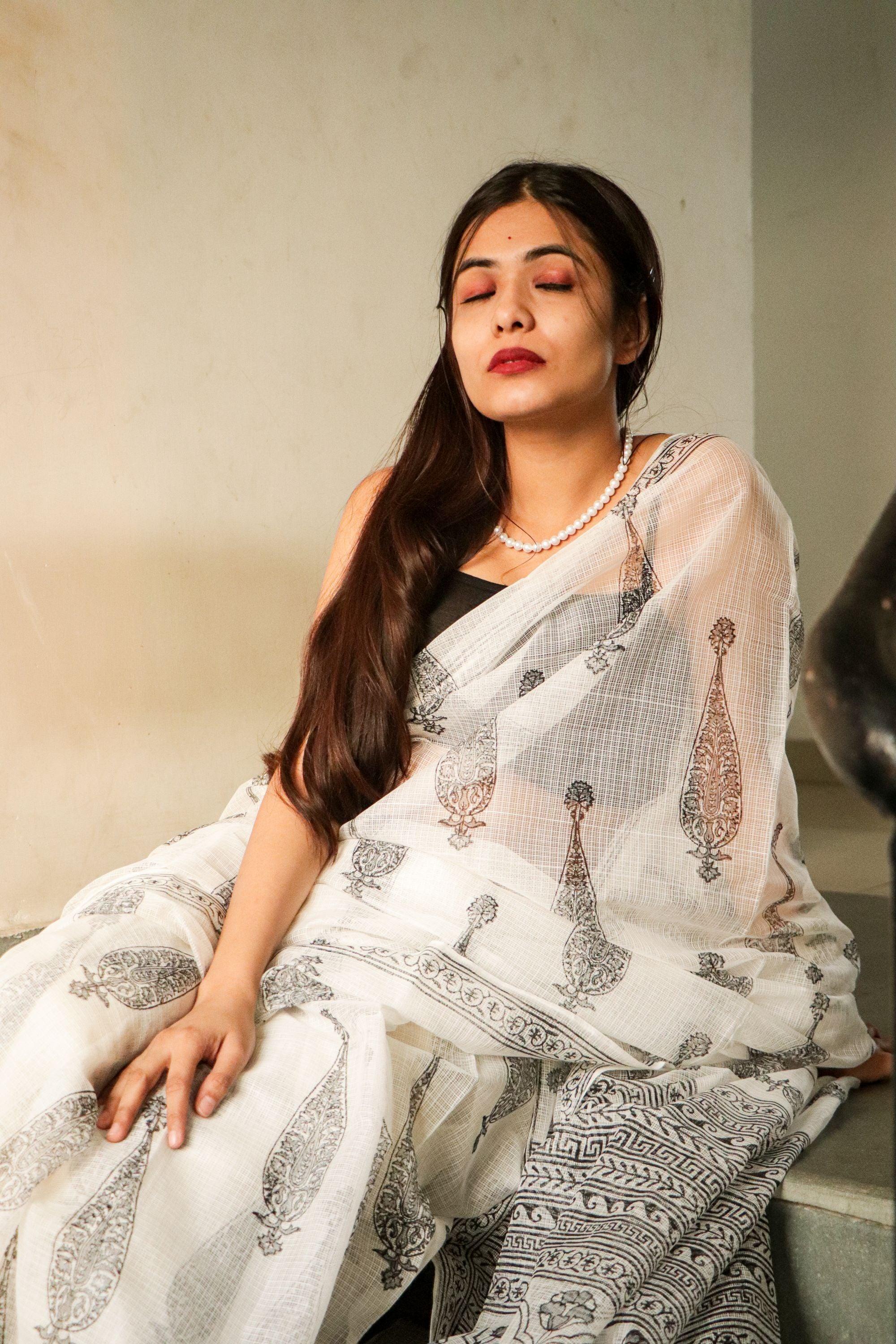 Evergreen printed Kota saree - Bagh- Jasmine - Image 9