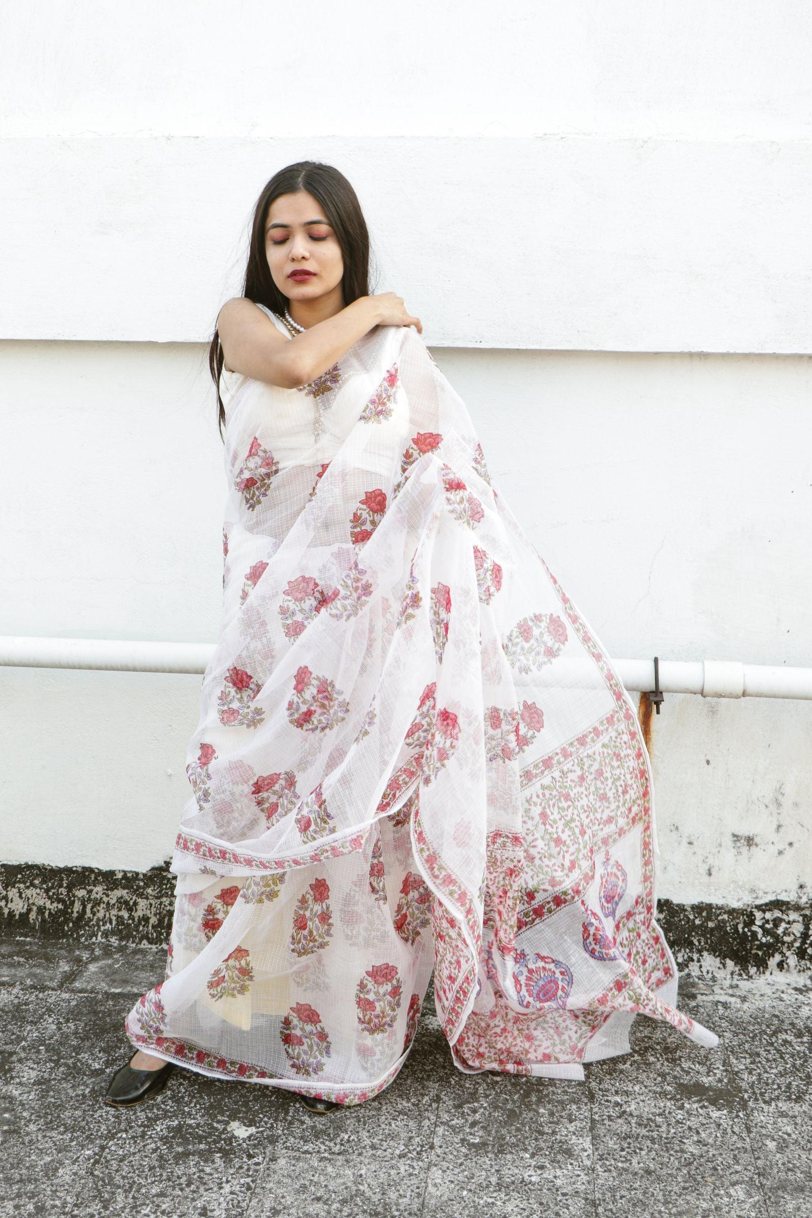 Evergreen printed Kota saree - Bagh- Gulab - Image 11