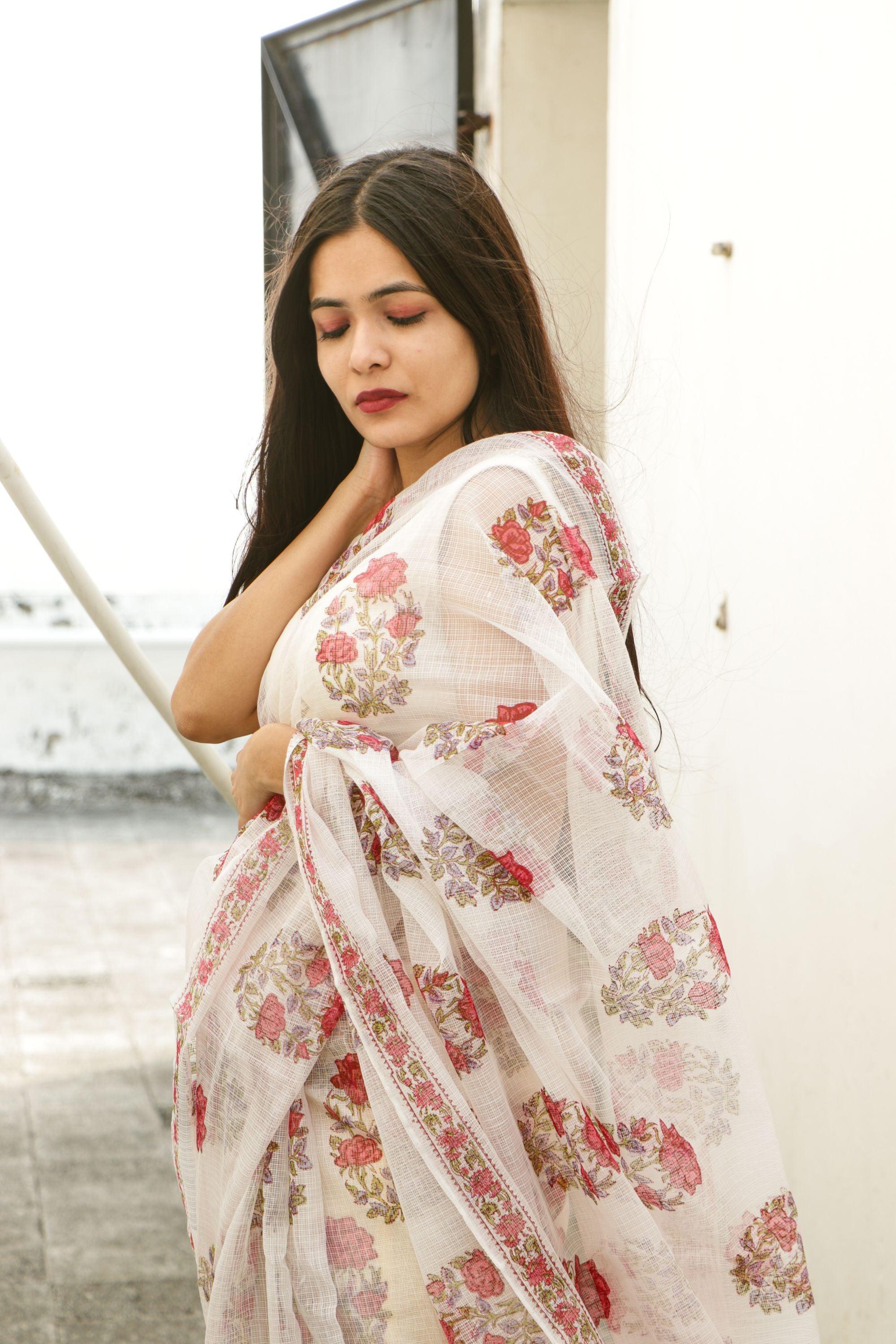 Evergreen printed Kota saree - Bagh- Gulab - Image 7