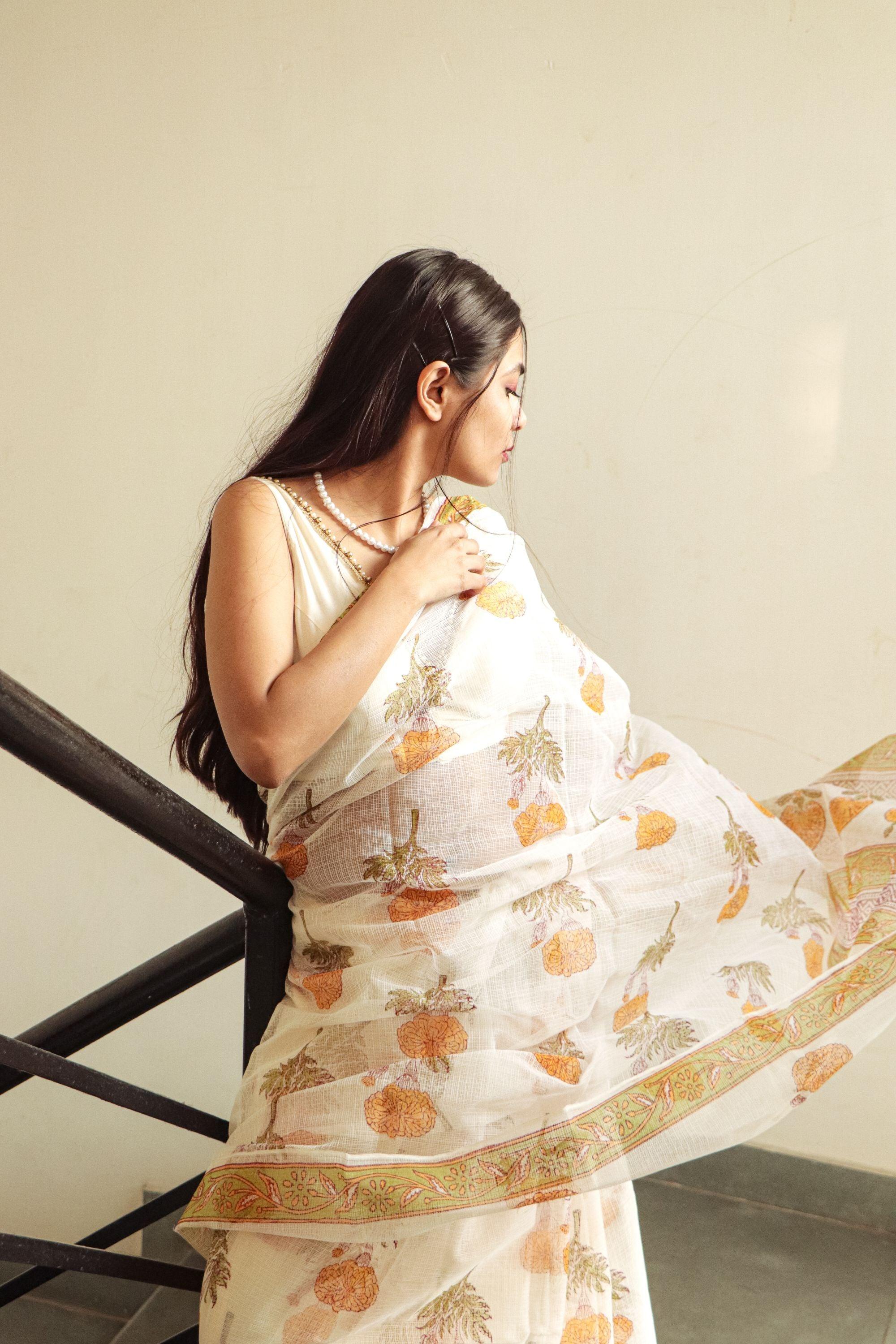 Evergreen printed Kota saree - Bagh- Genda - Image 13