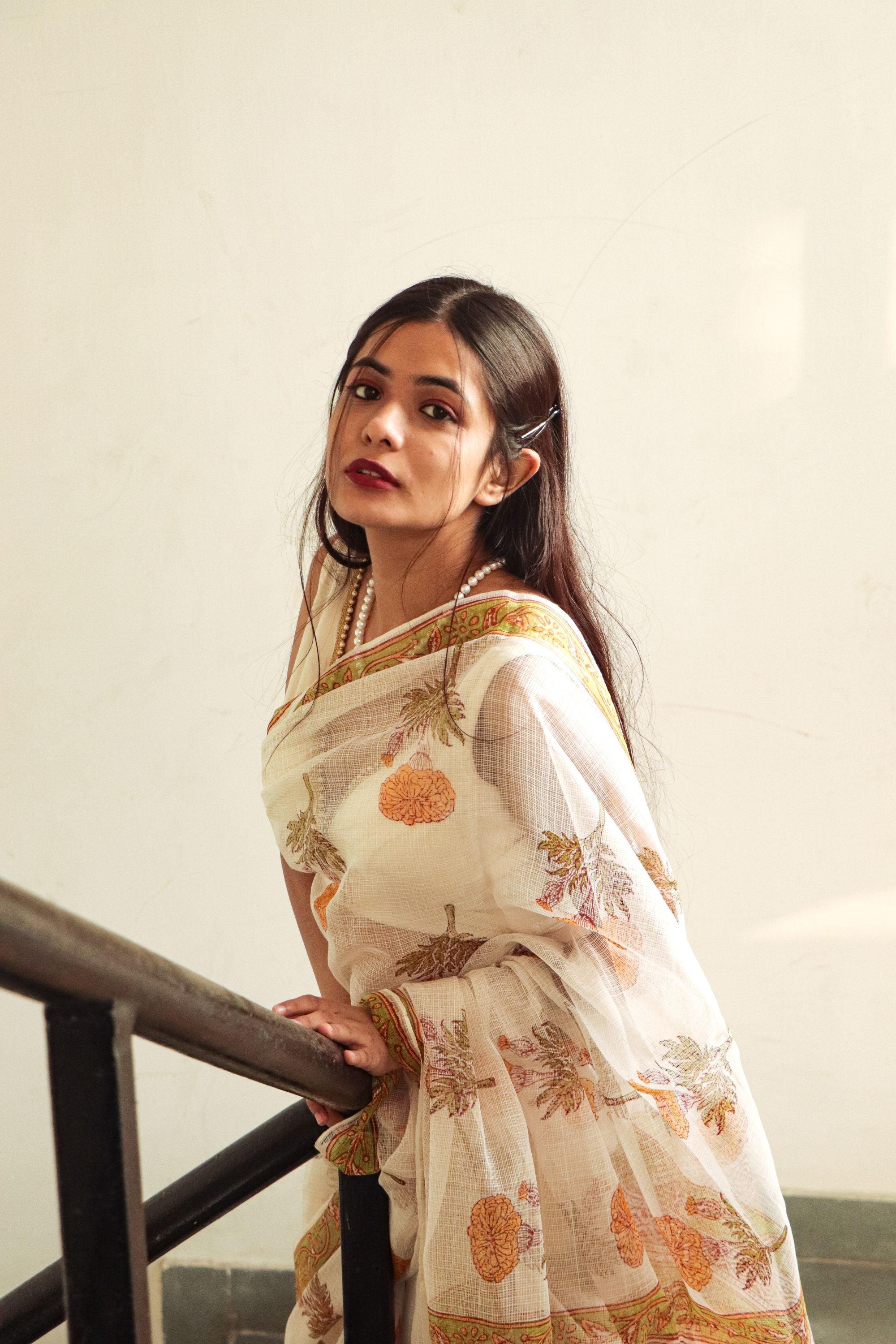 Evergreen printed Kota saree - Bagh- Genda - Image 14