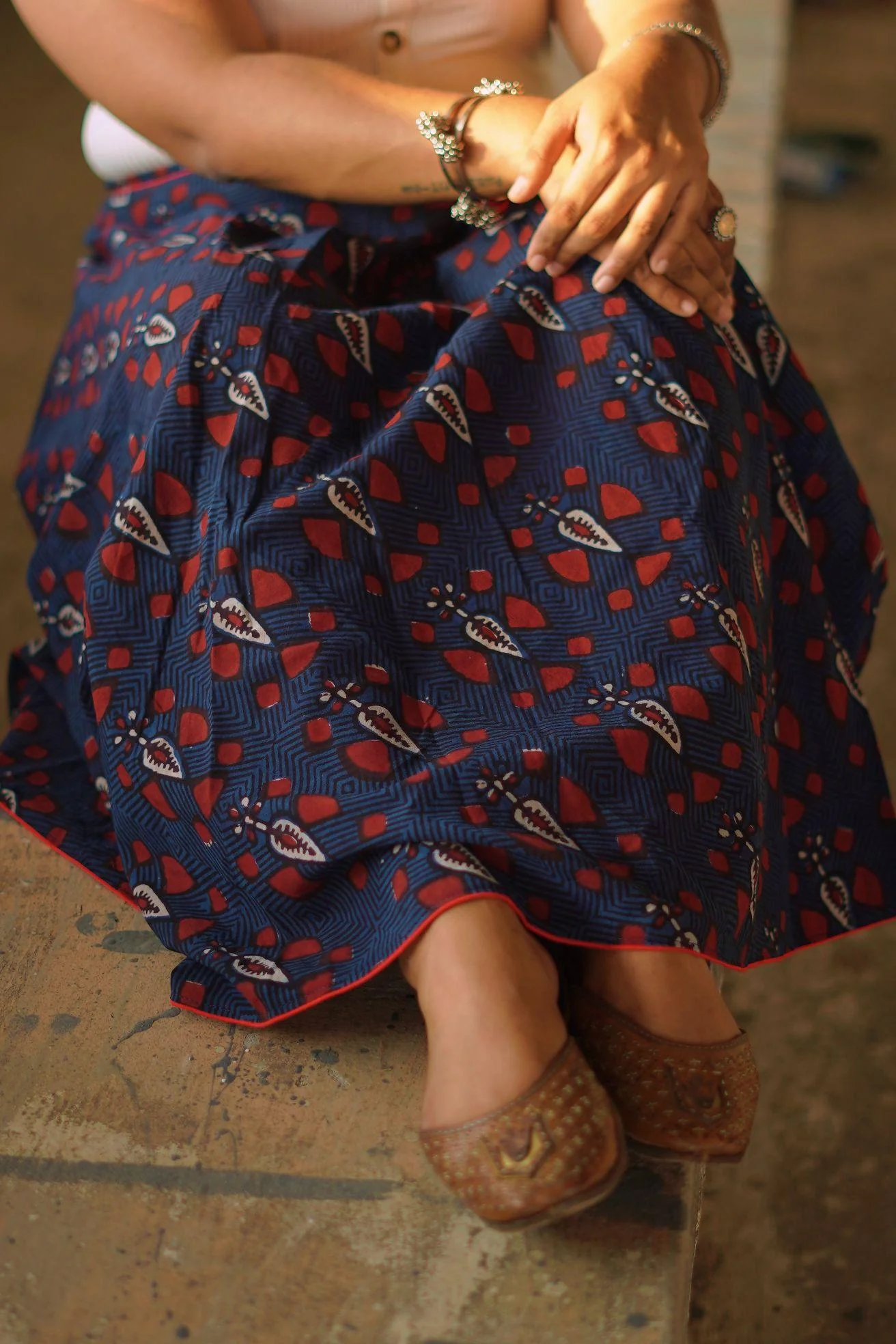 Dabu printed long indigo skirt - Noor - Roja - Image 5