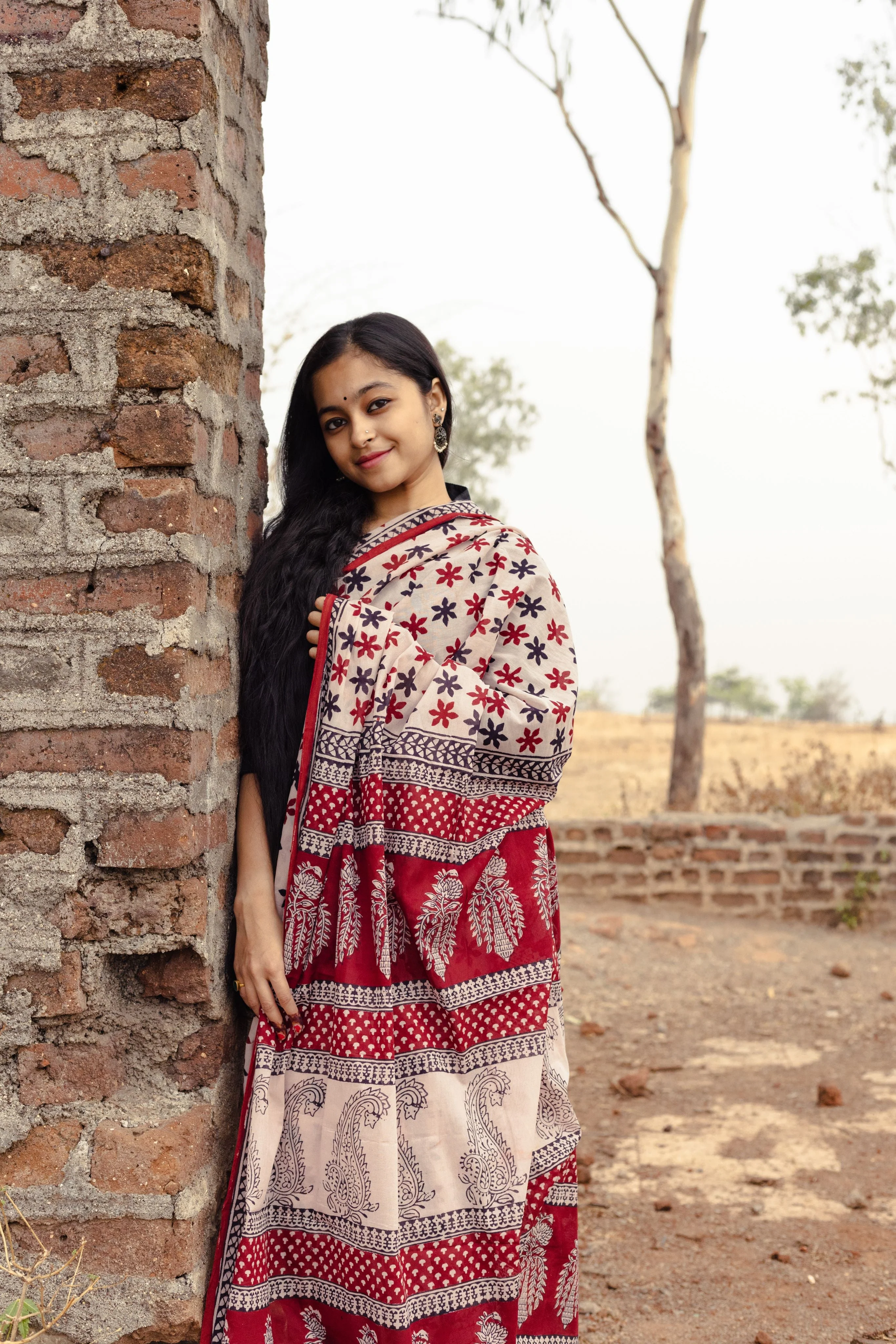 Natural dyed Bagh print sarees - Chitara - Sitara - Image 7