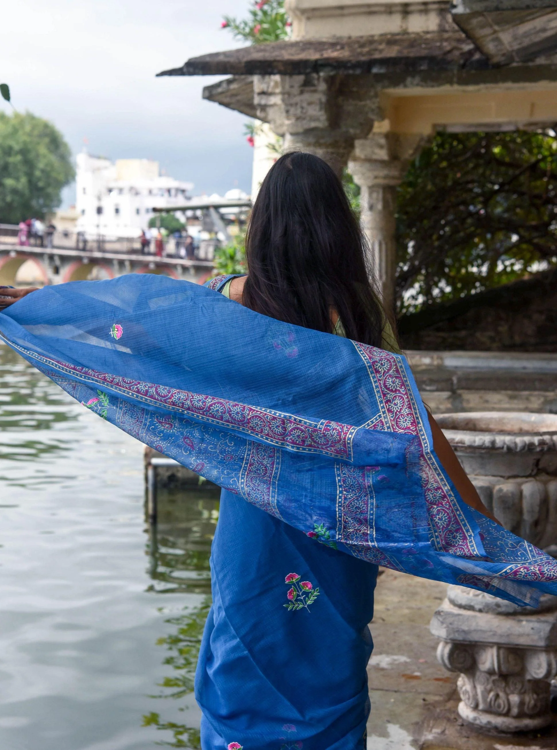 Evergreen kota cotton embroidery dKota saree - Bagh - Nishika - Image 12