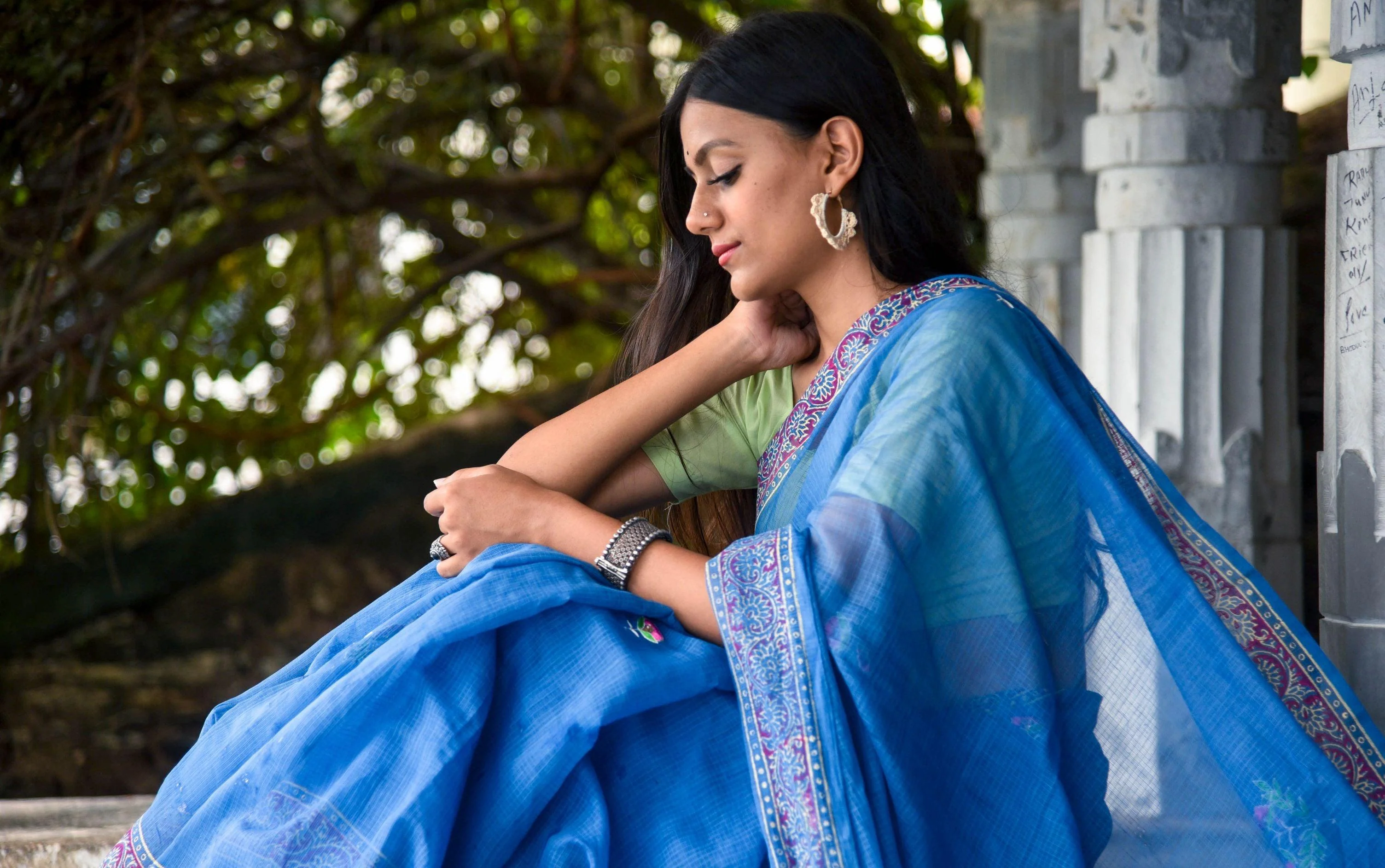 Evergreen kota cotton embroidery dKota saree - Bagh - Nishika - Image 15