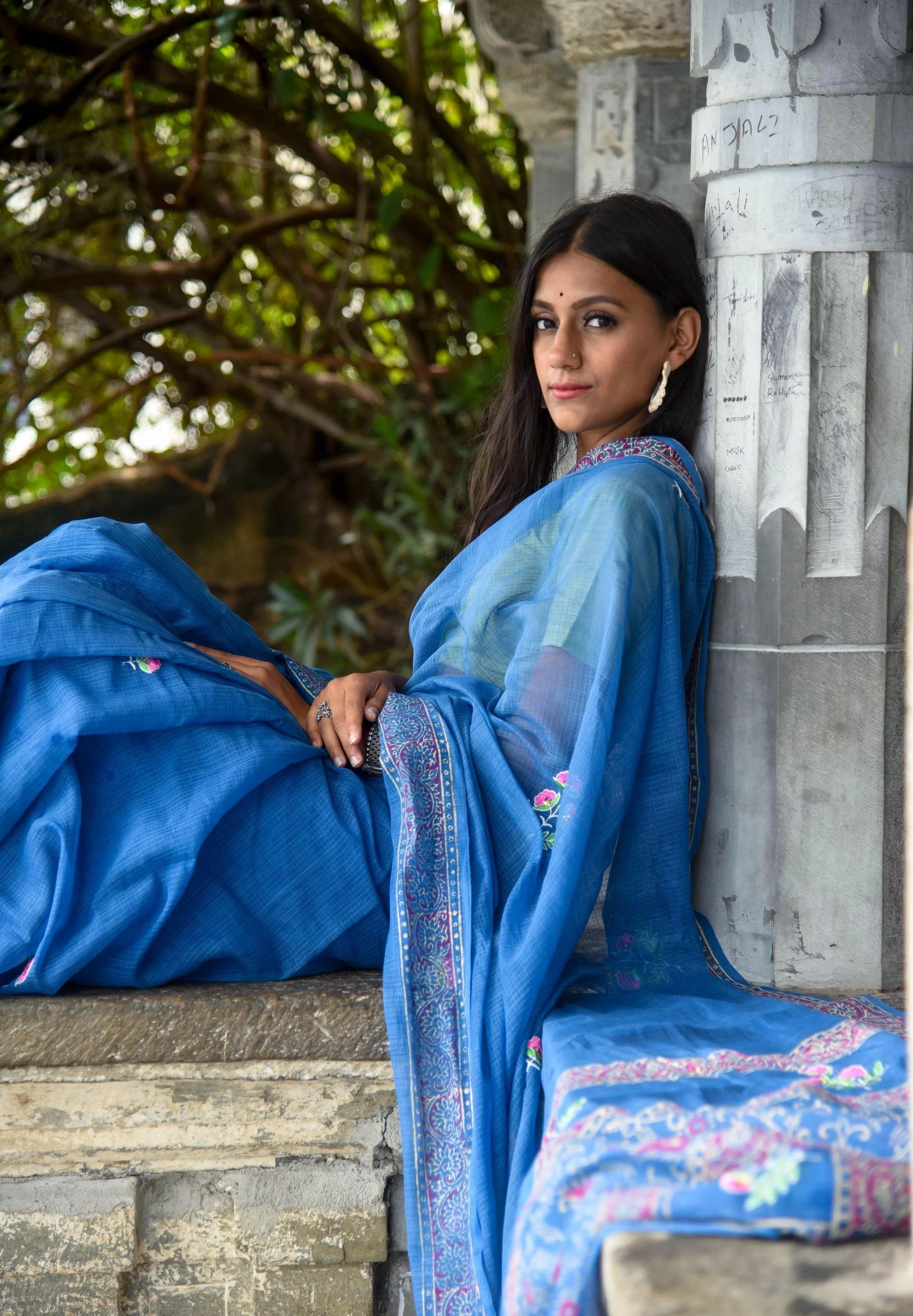 Evergreen kota cotton embroidery dKota saree - Bagh - Nishika - Image 18