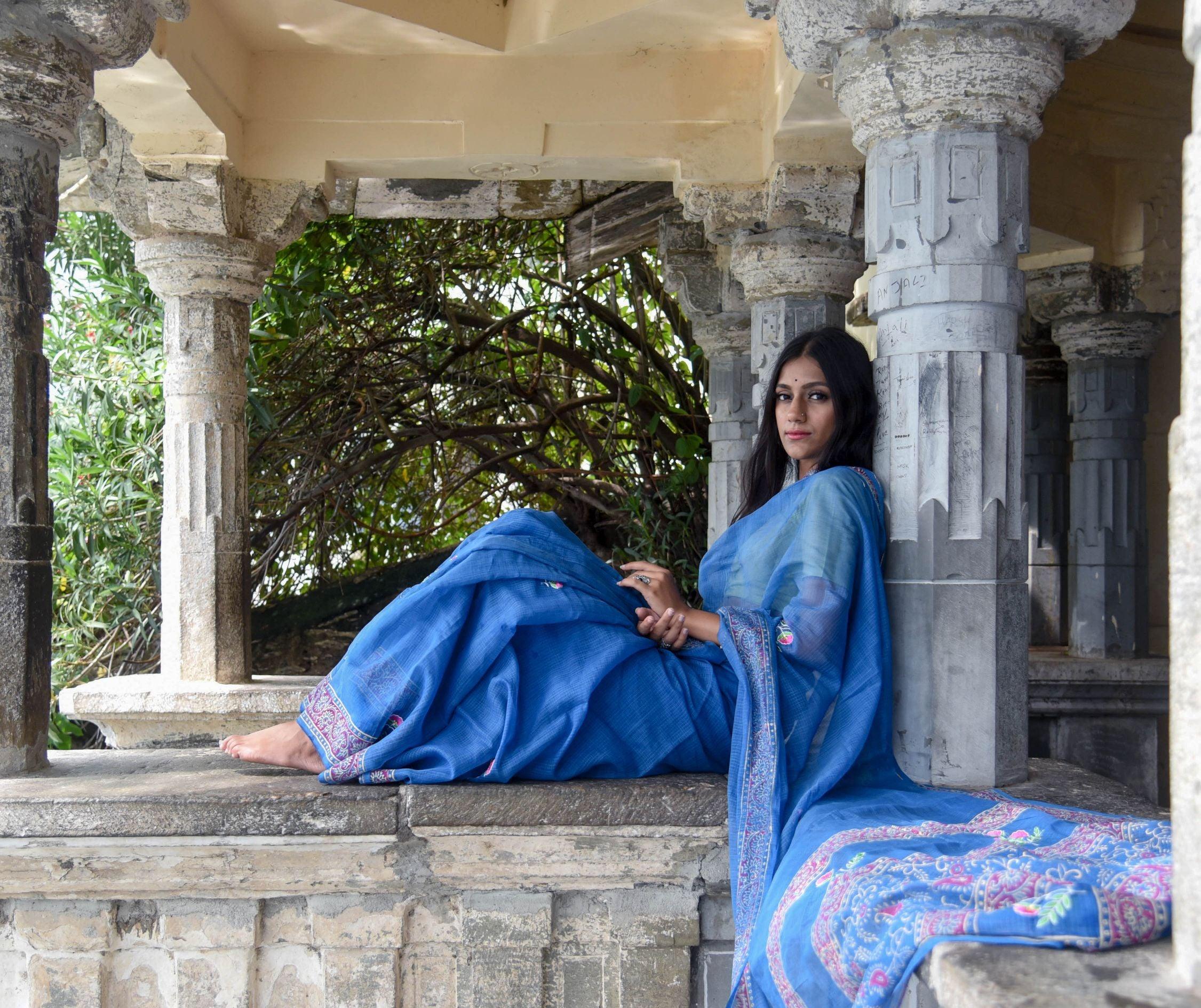 Evergreen kota cotton embroidery dKota saree - Bagh - Nishika - Image 19