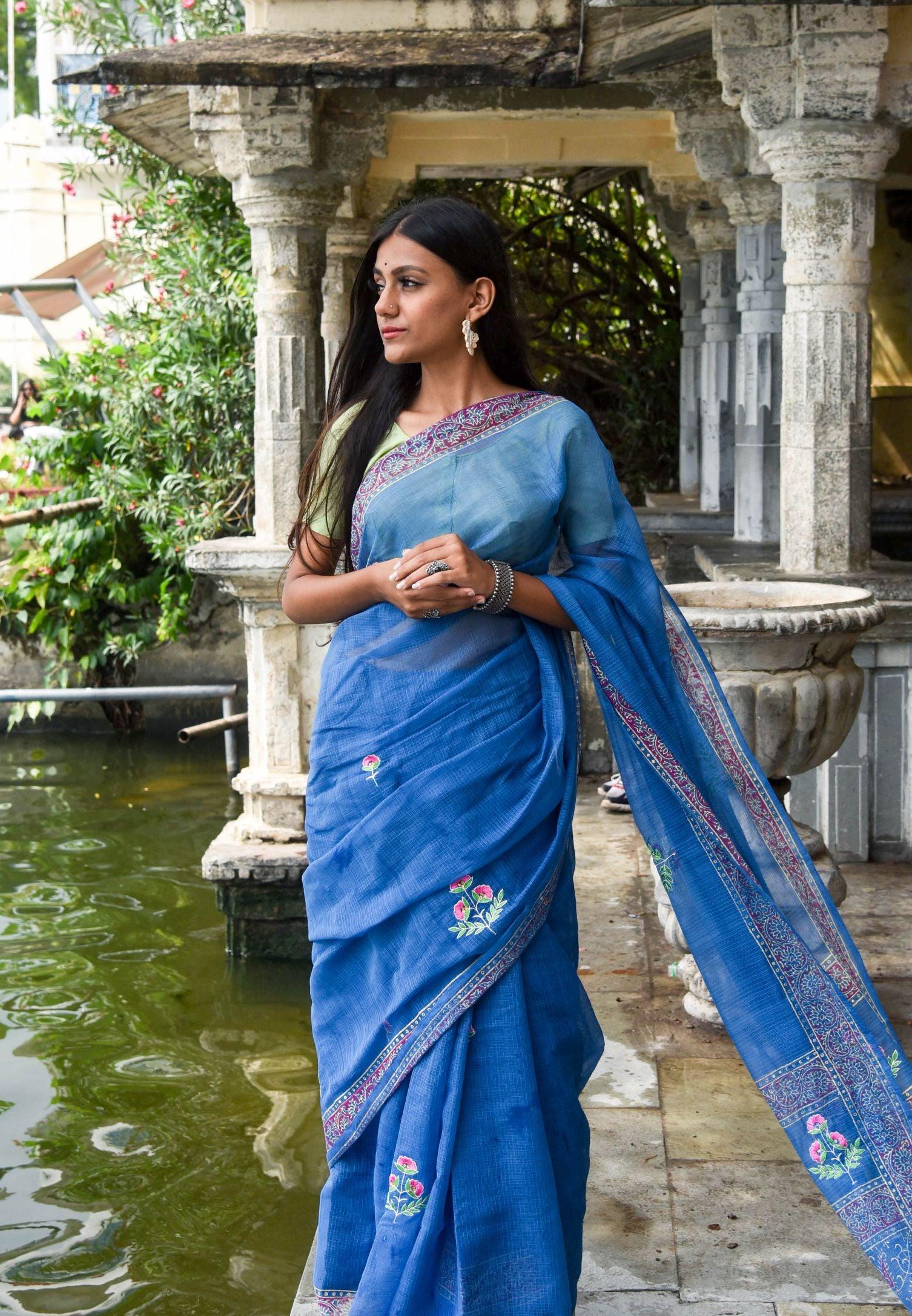 Evergreen kota cotton embroidery dKota saree - Bagh - Nishika - Image 7