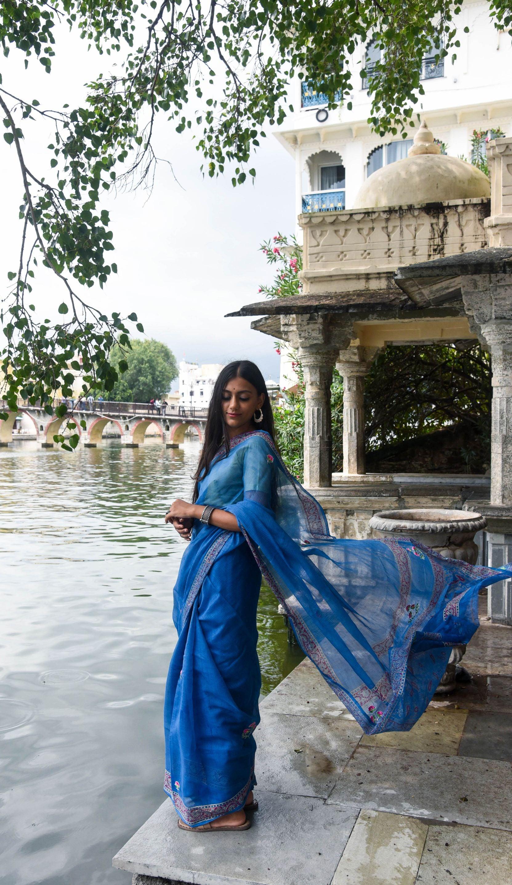 Evergreen kota cotton embroidery dKota saree - Bagh - Nishika - Image 9
