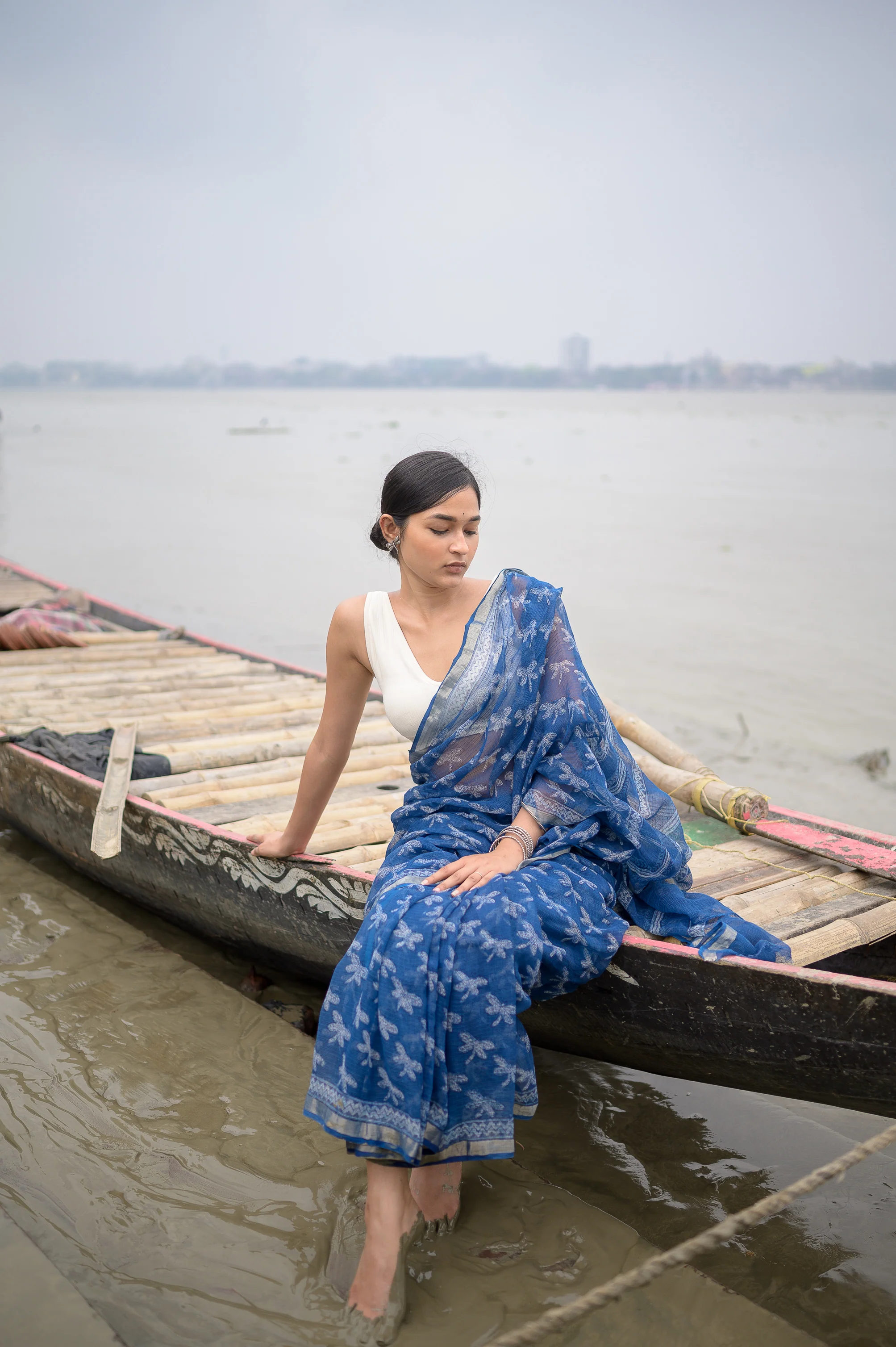 Natural dyed Dabu sarees - Malhar - Nirjala - Image 6