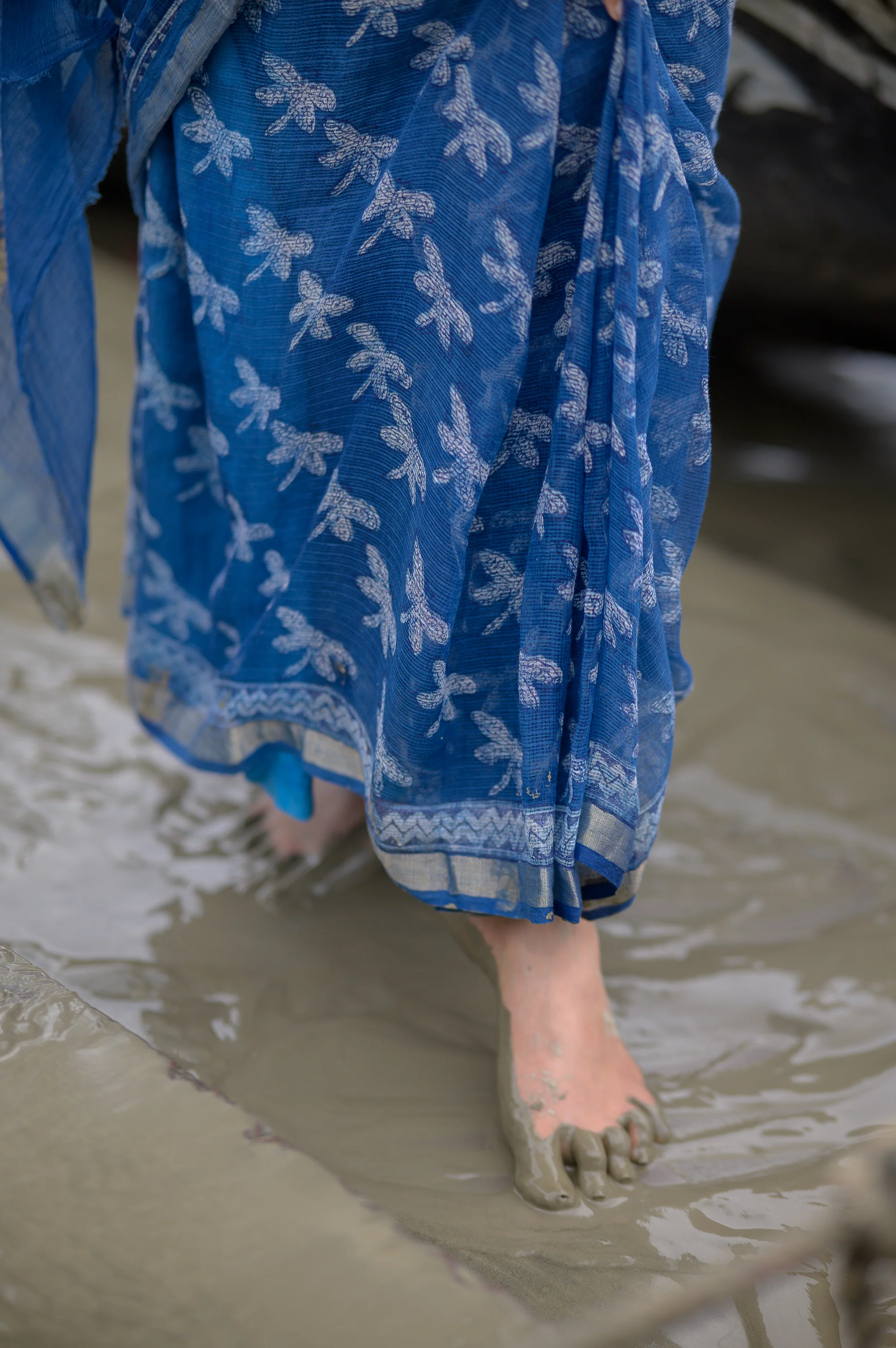 Natural dyed Dabu sarees - Malhar - Nirjala - Image 7