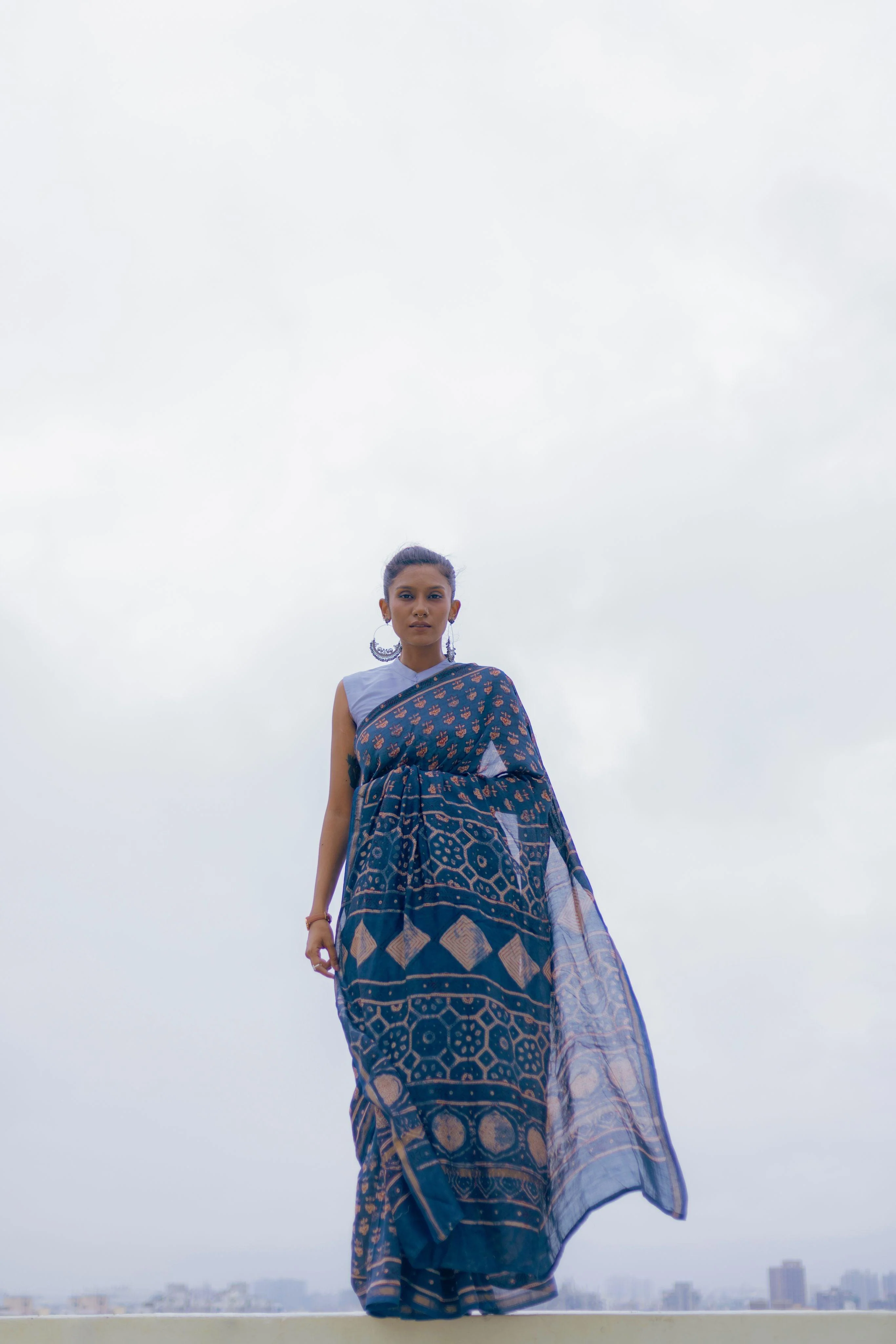 Natural dyed Dabu sarees - Malhar -Pharad Gulab - Image 4