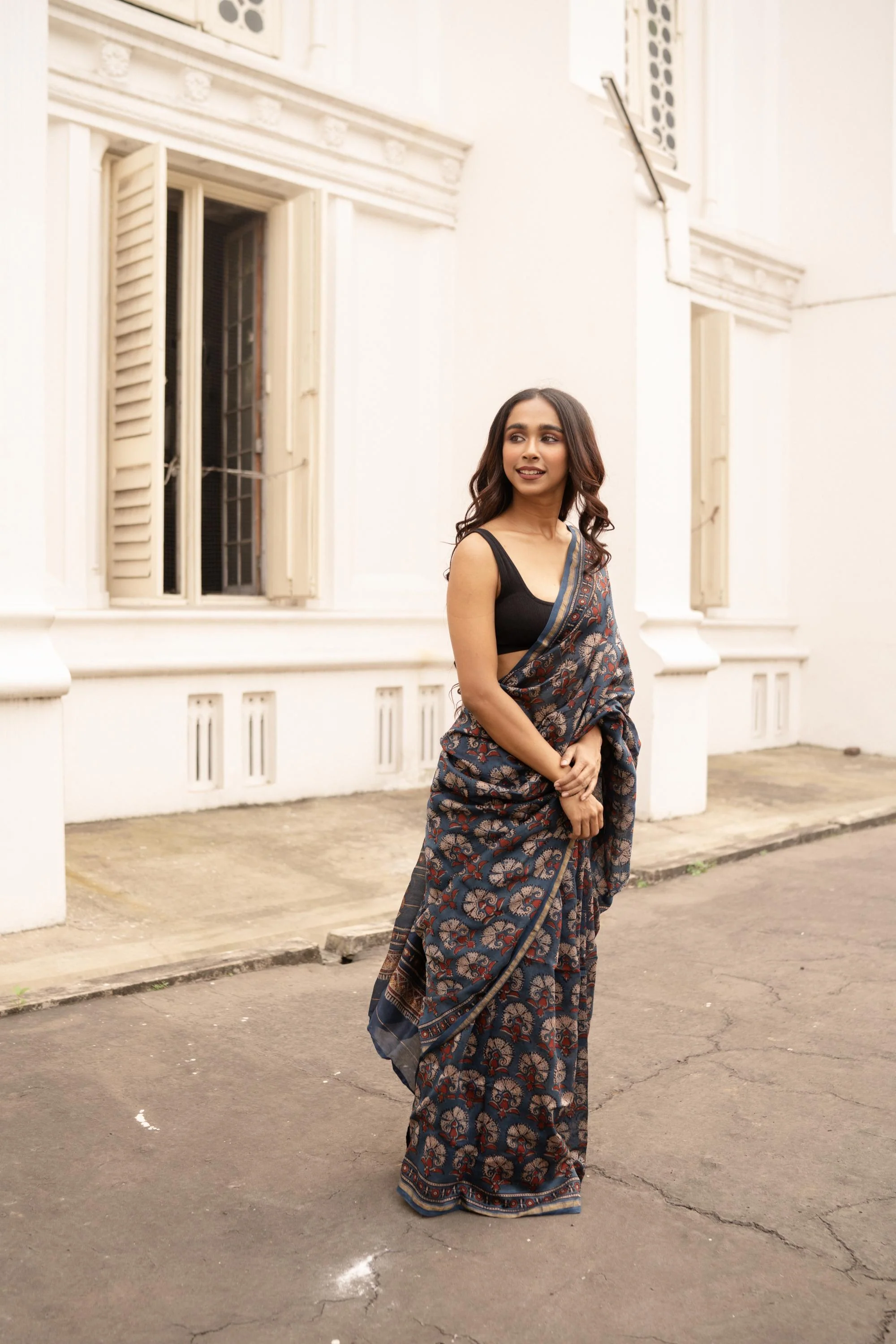 Natural dyed Dabu sarees - Malhar -Kusum - Image 10