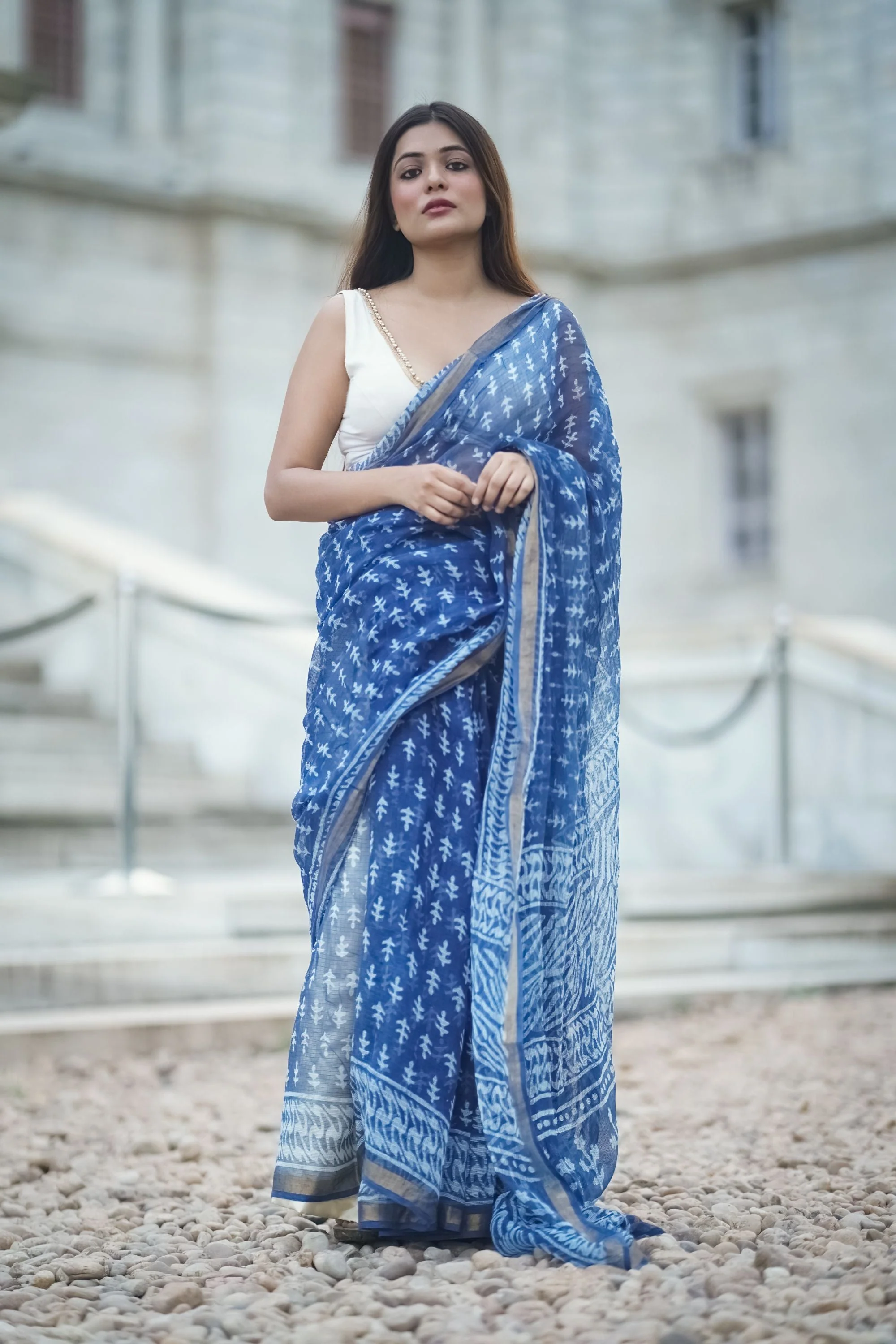 Natural dyed Dabu sarees - Malhar - Sejal - Image 3