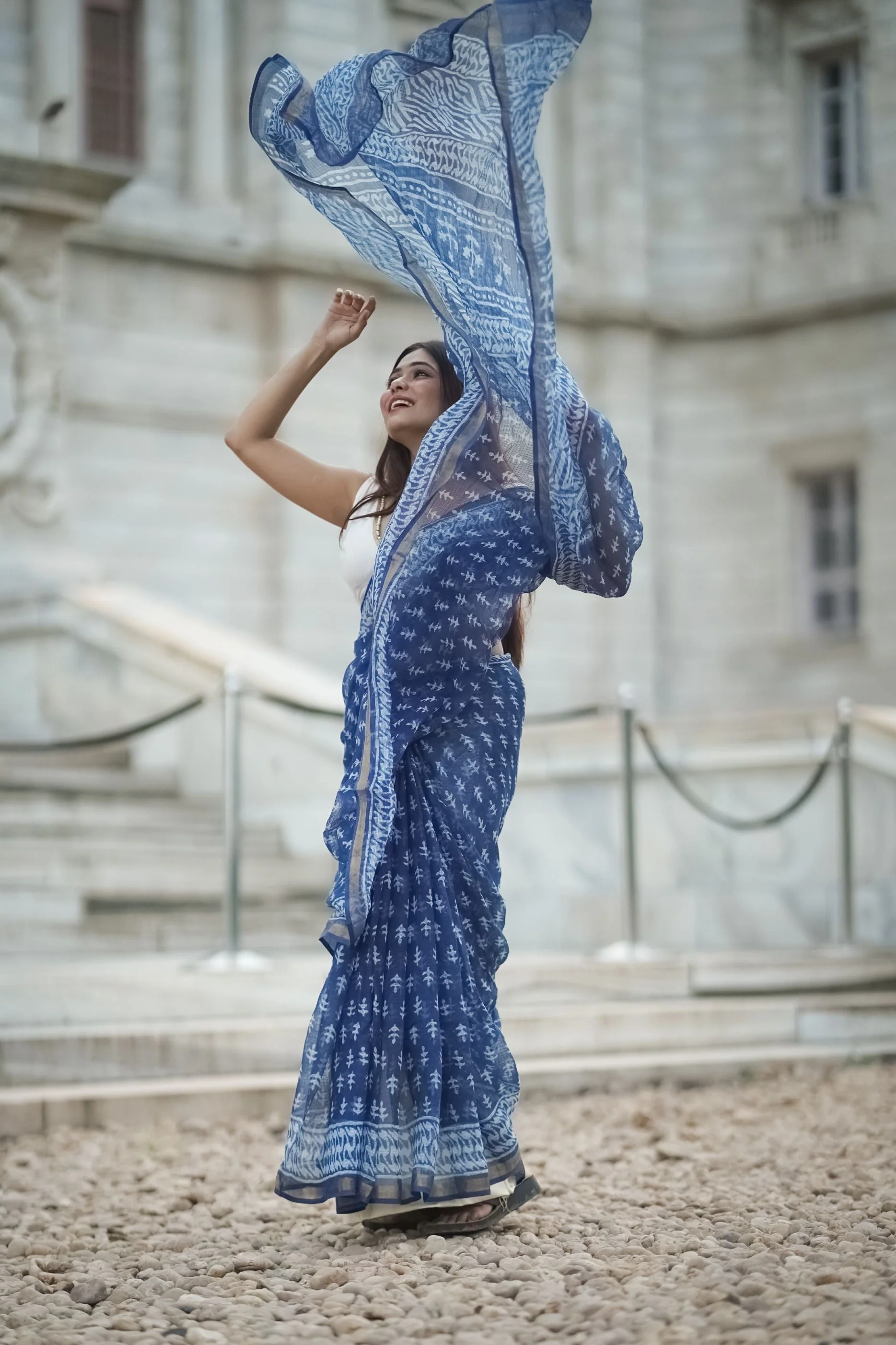 Natural dyed Dabu sarees - Malhar - Sejal - Image 7