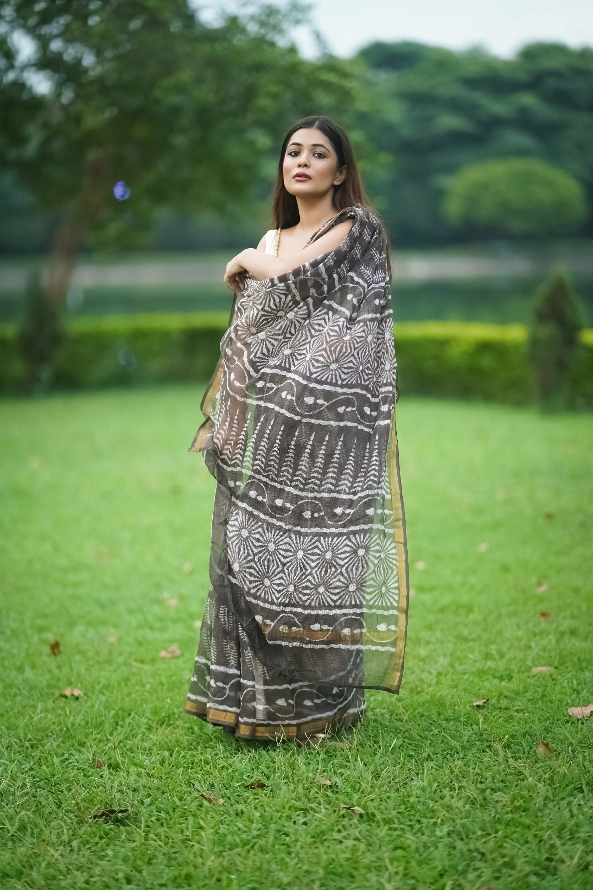 Natural dyed Dabu sarees - Malhar - Kahaani - Image 11