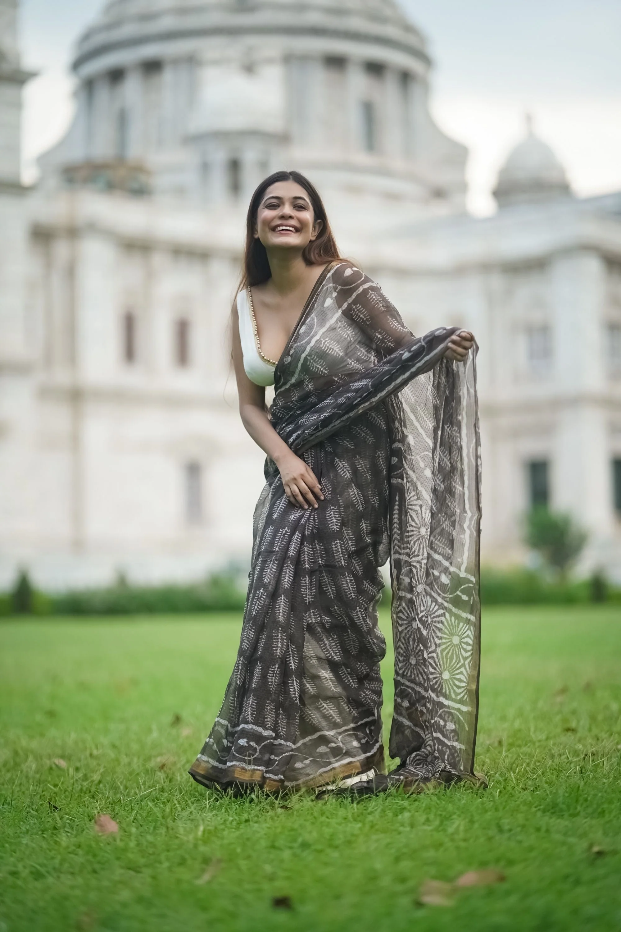 Natural dyed Dabu sarees - Malhar - Kahaani - Image 5