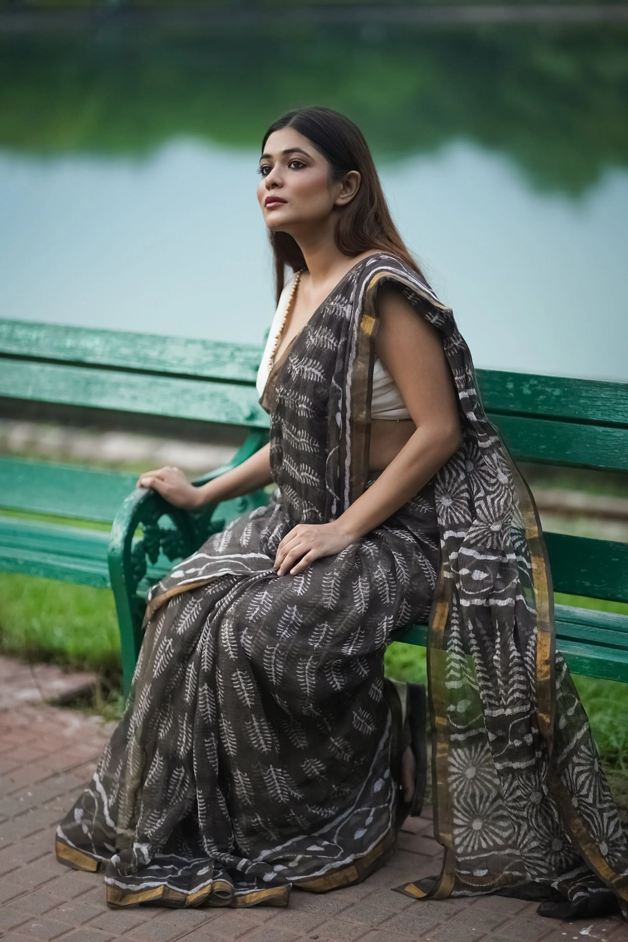 Natural dyed Dabu sarees - Malhar - Kahaani - Image 9