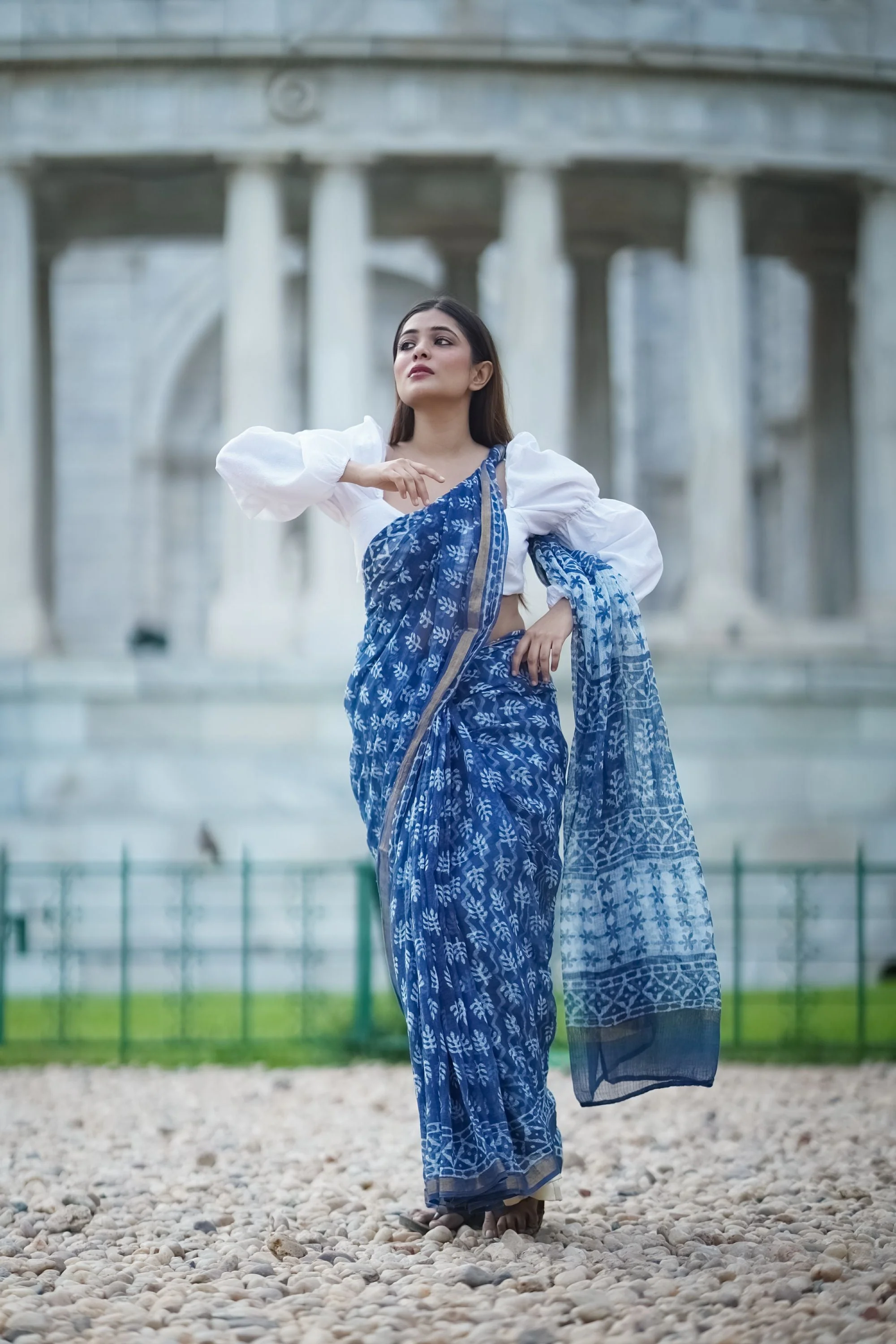 Natural dyed Dabu sarees - Malhar - Seher - Image 4
