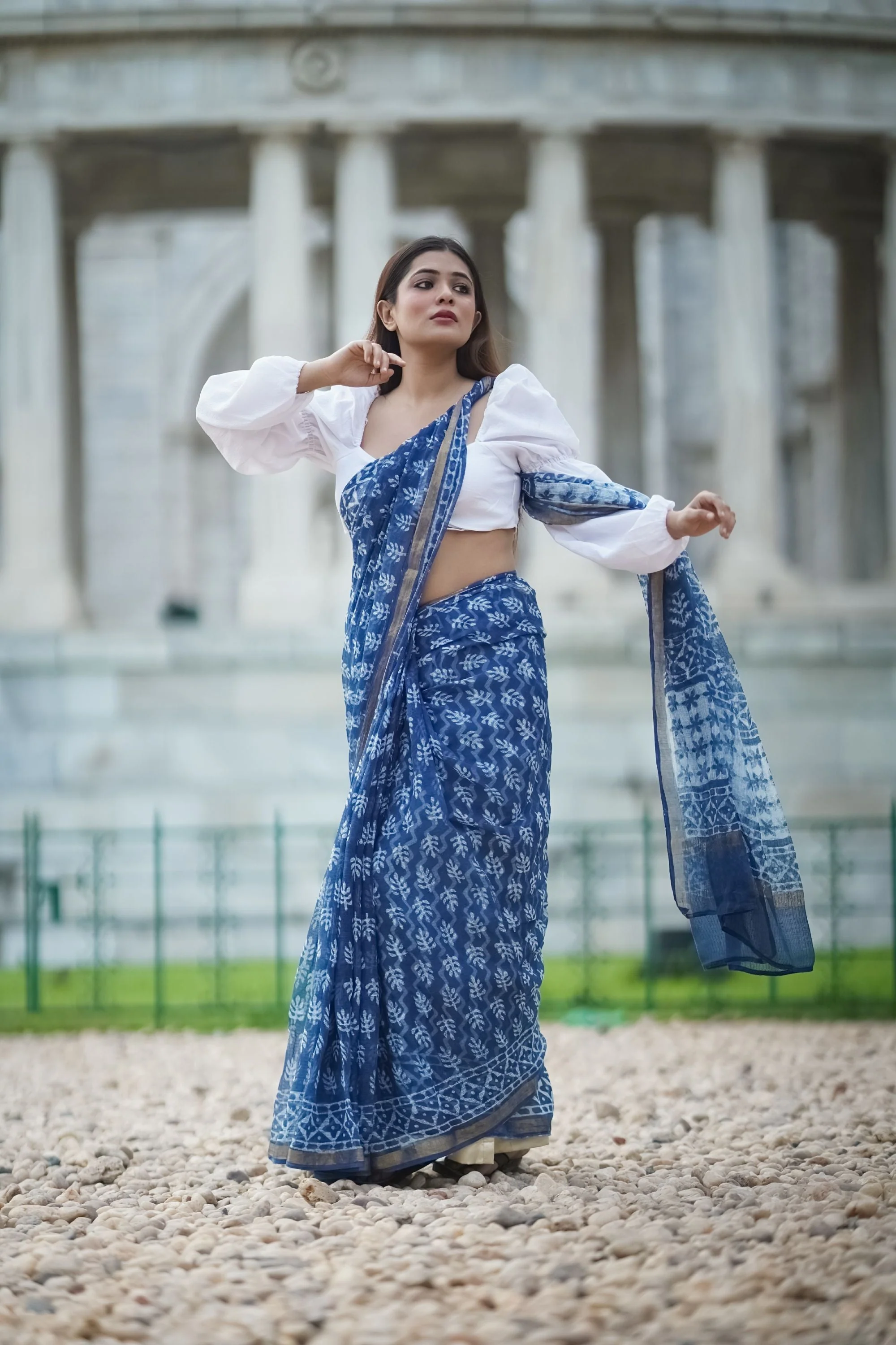 Natural dyed Dabu sarees - Malhar - Seher - Image 5
