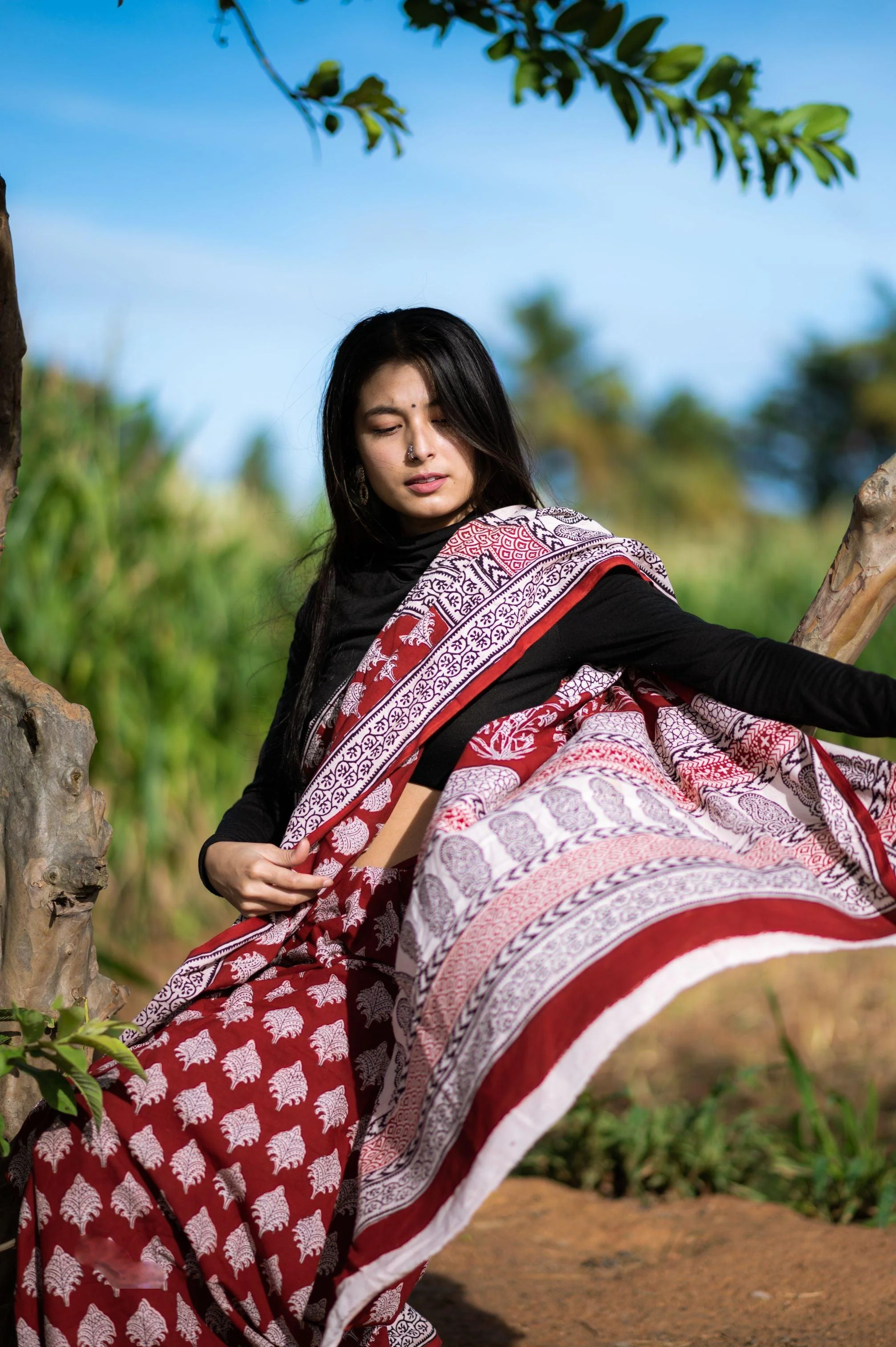 Natural dyed Bagh print sarees - Chitara - Bagh - Image 14