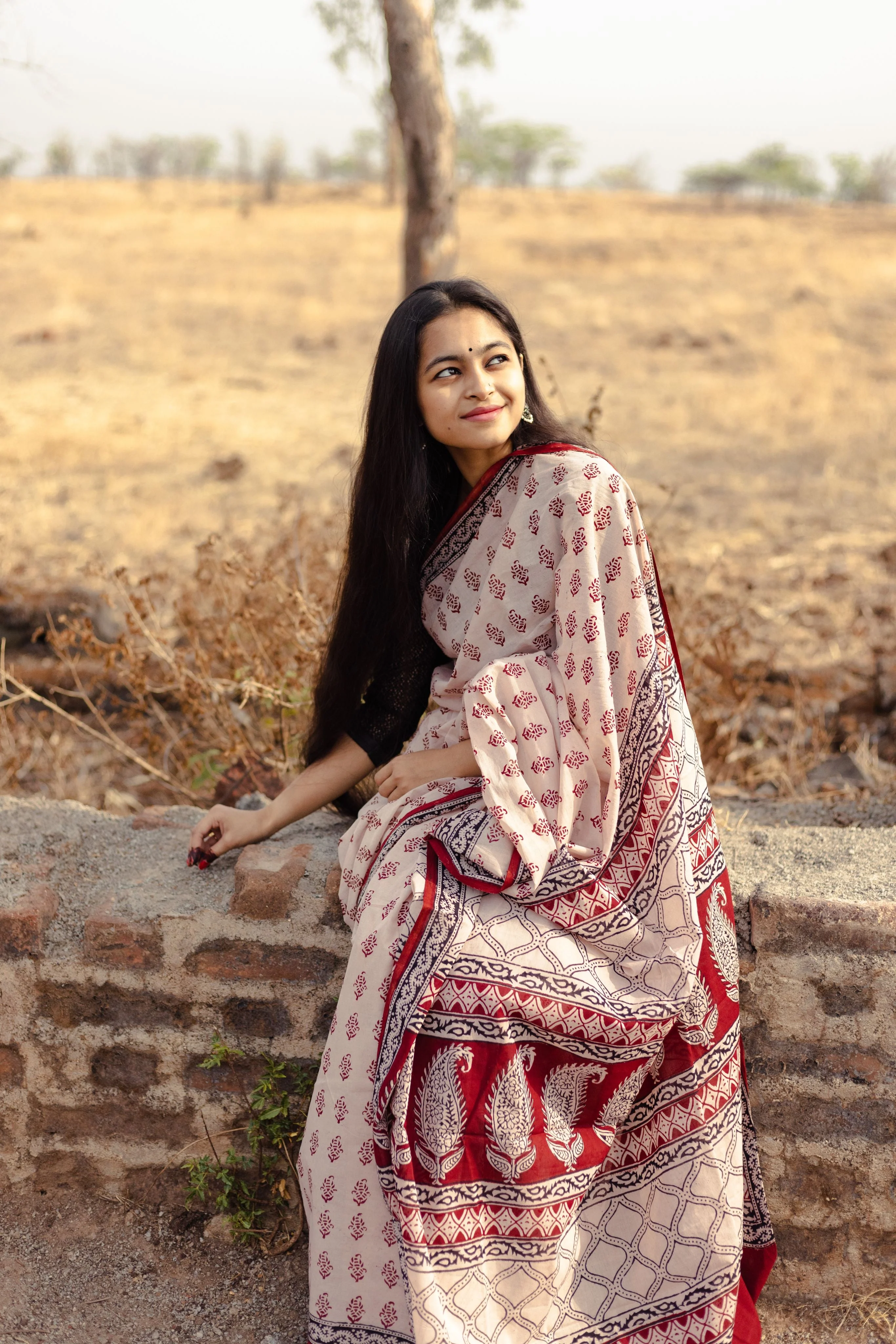 Natural dyed Bagh print sarees - Chitara - Morni - Image 11