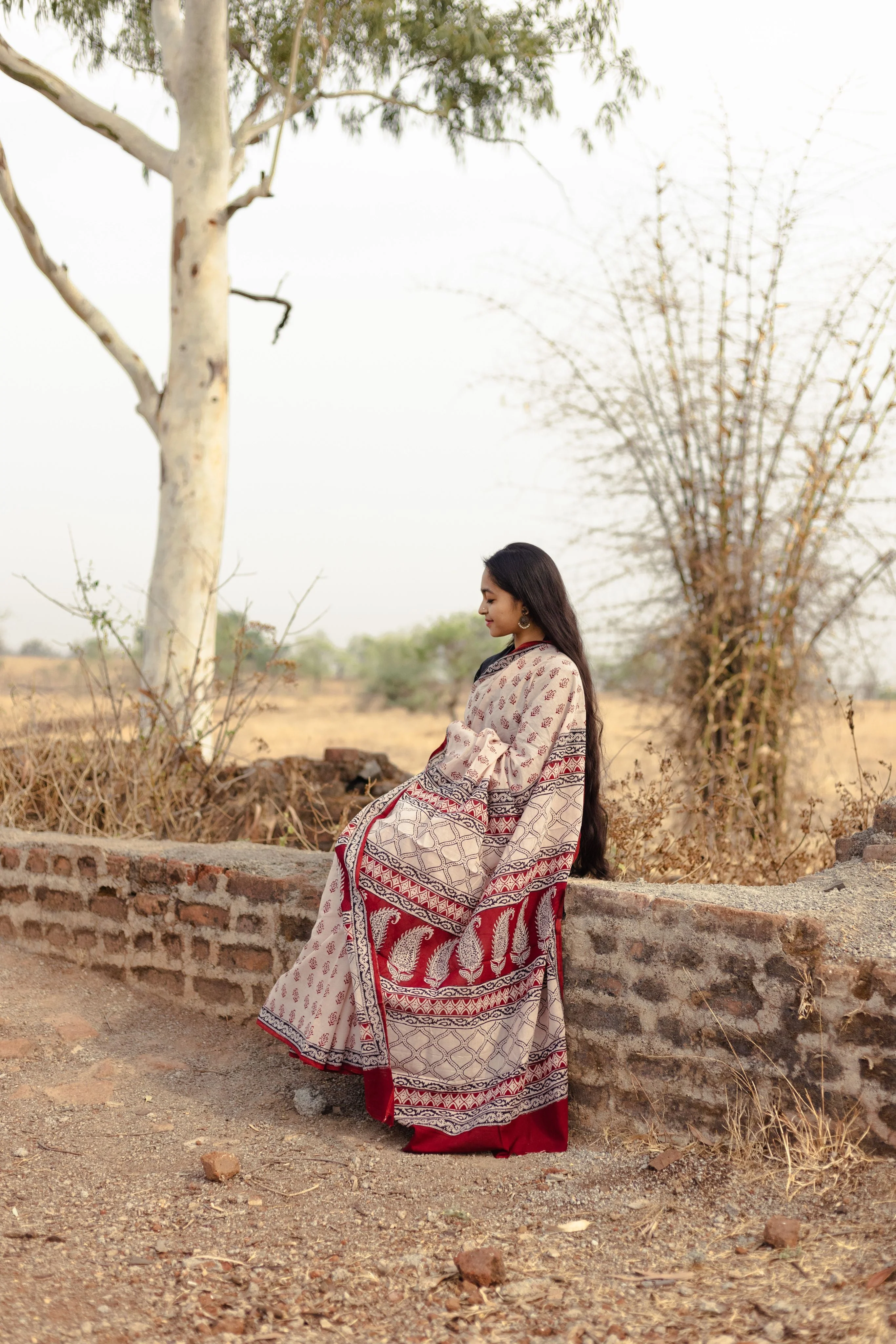 Natural dyed Bagh print sarees - Chitara - Morni - Image 8