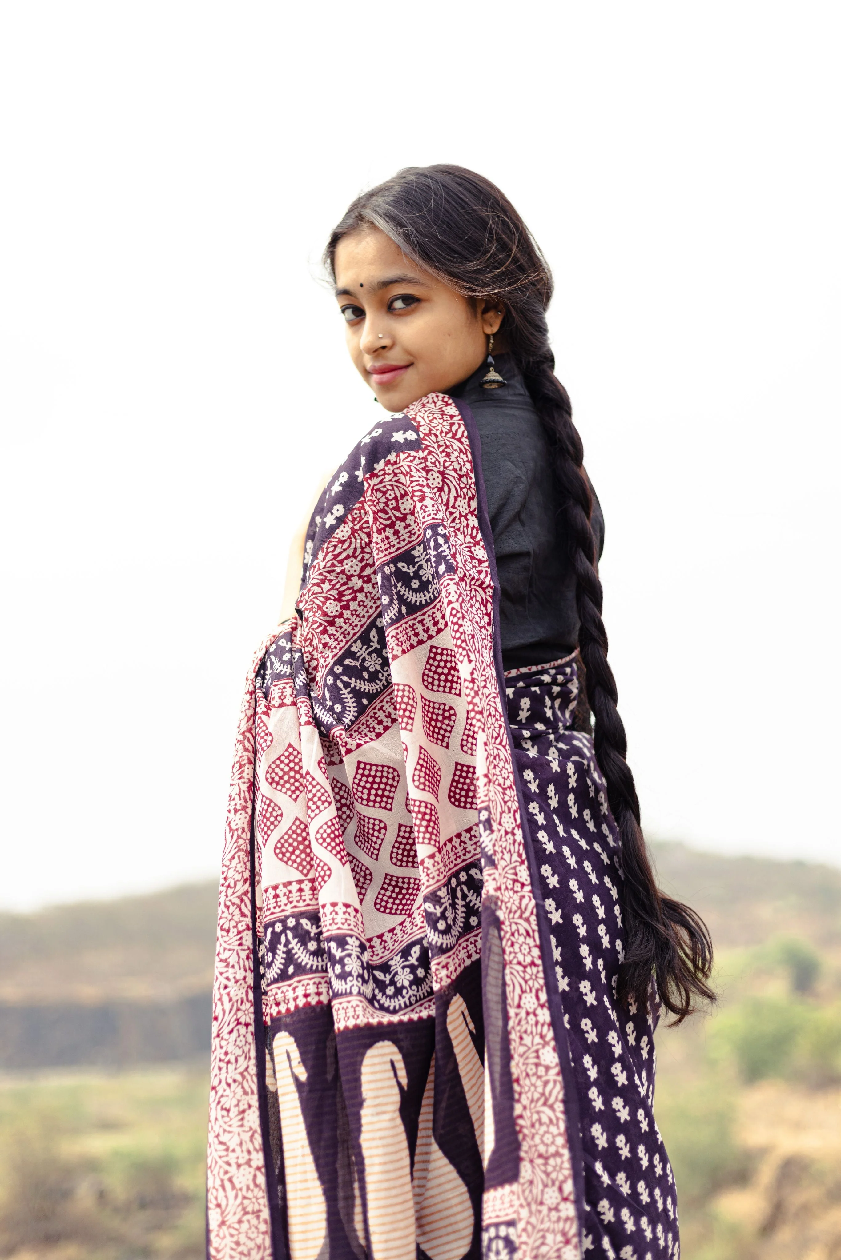 Natural dyed Bagh print sarees - Chitara - Genda - Image 13