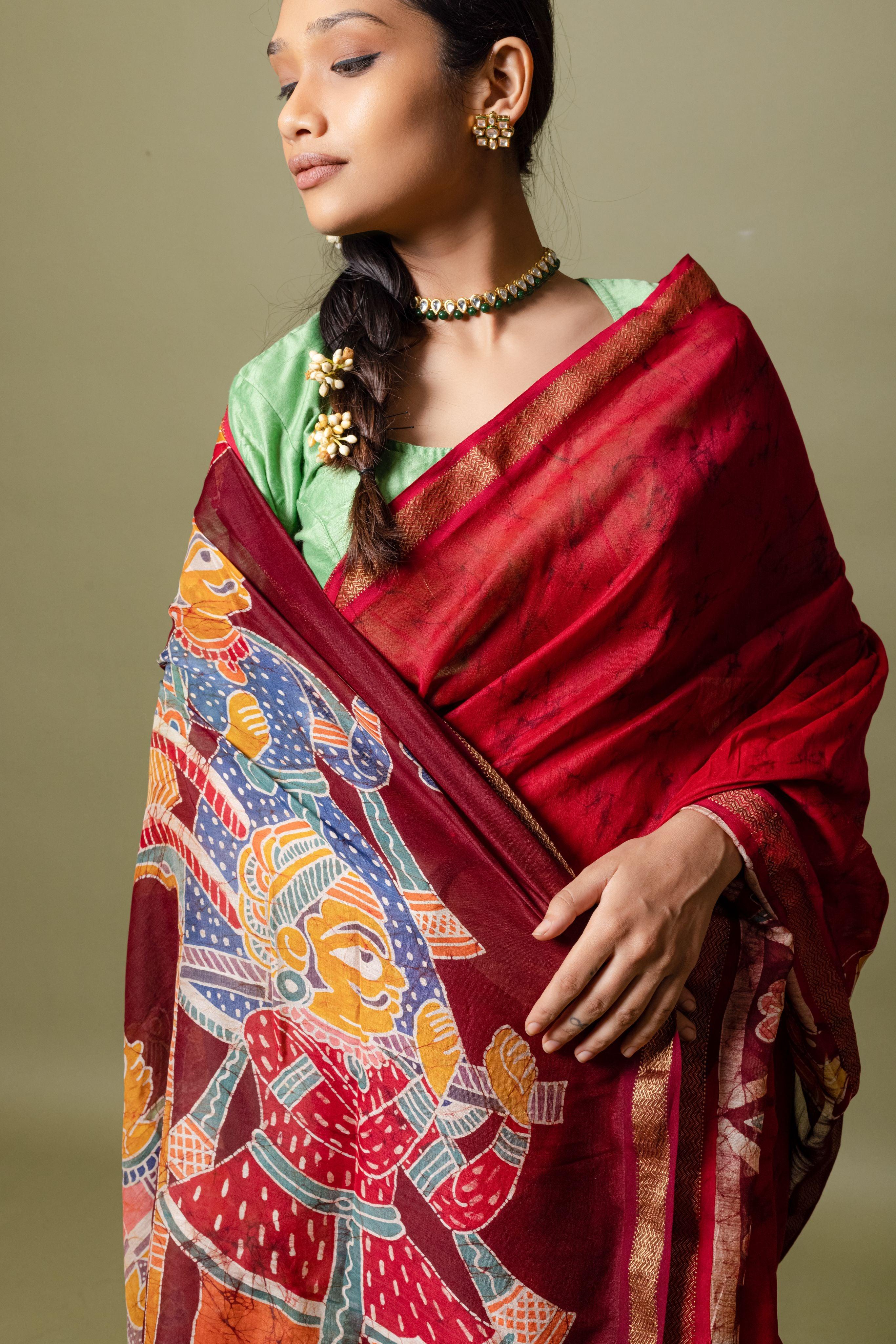 Batik Chanderi saree - Narmada- Dulhan - Image 3