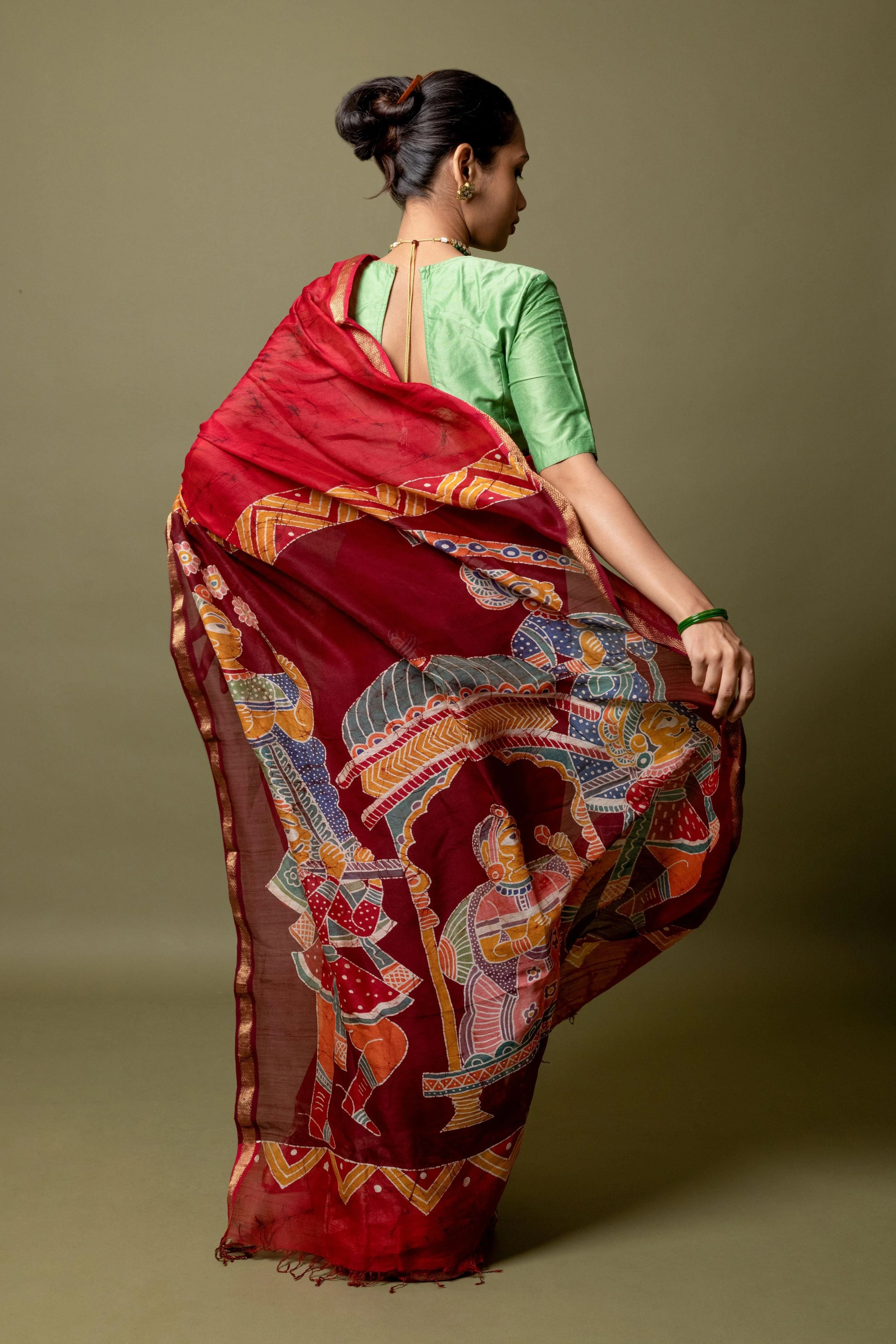 Batik Chanderi saree - Narmada- Dulhan - Image 4