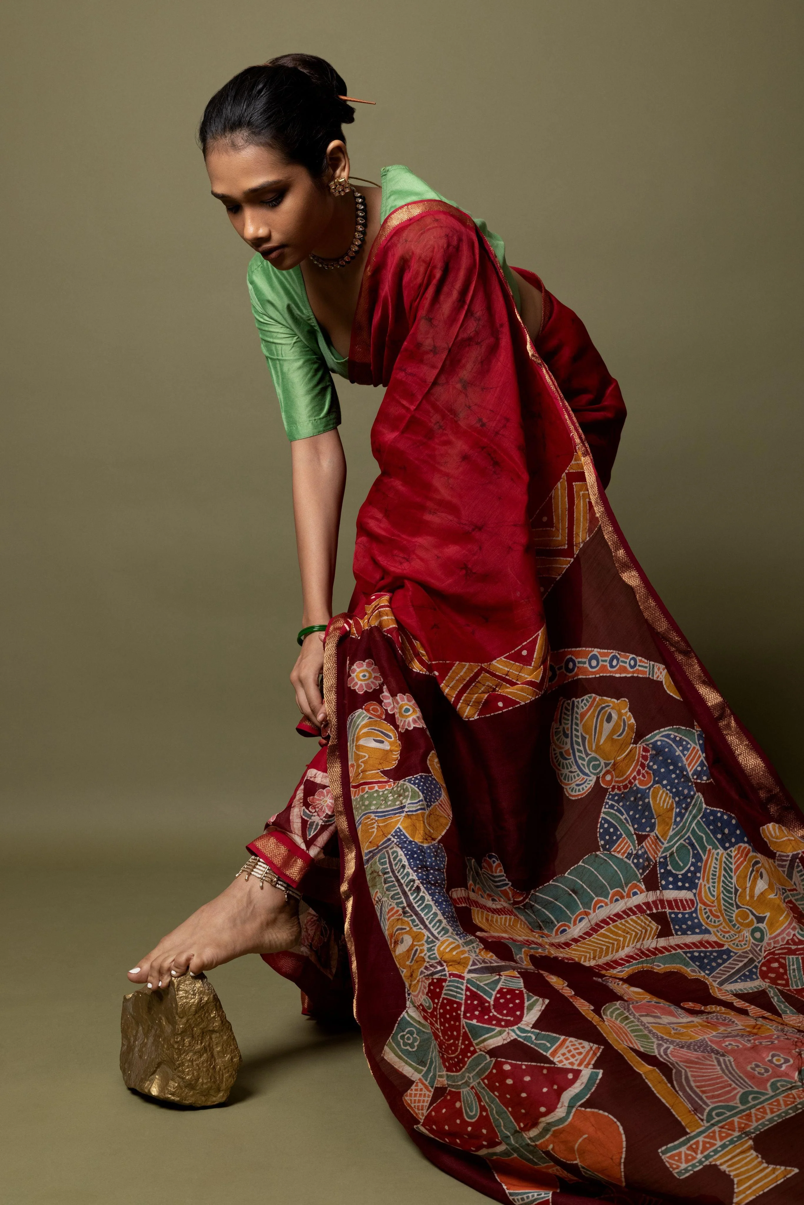 Batik Chanderi saree - Narmada- Dulhan - Image 5