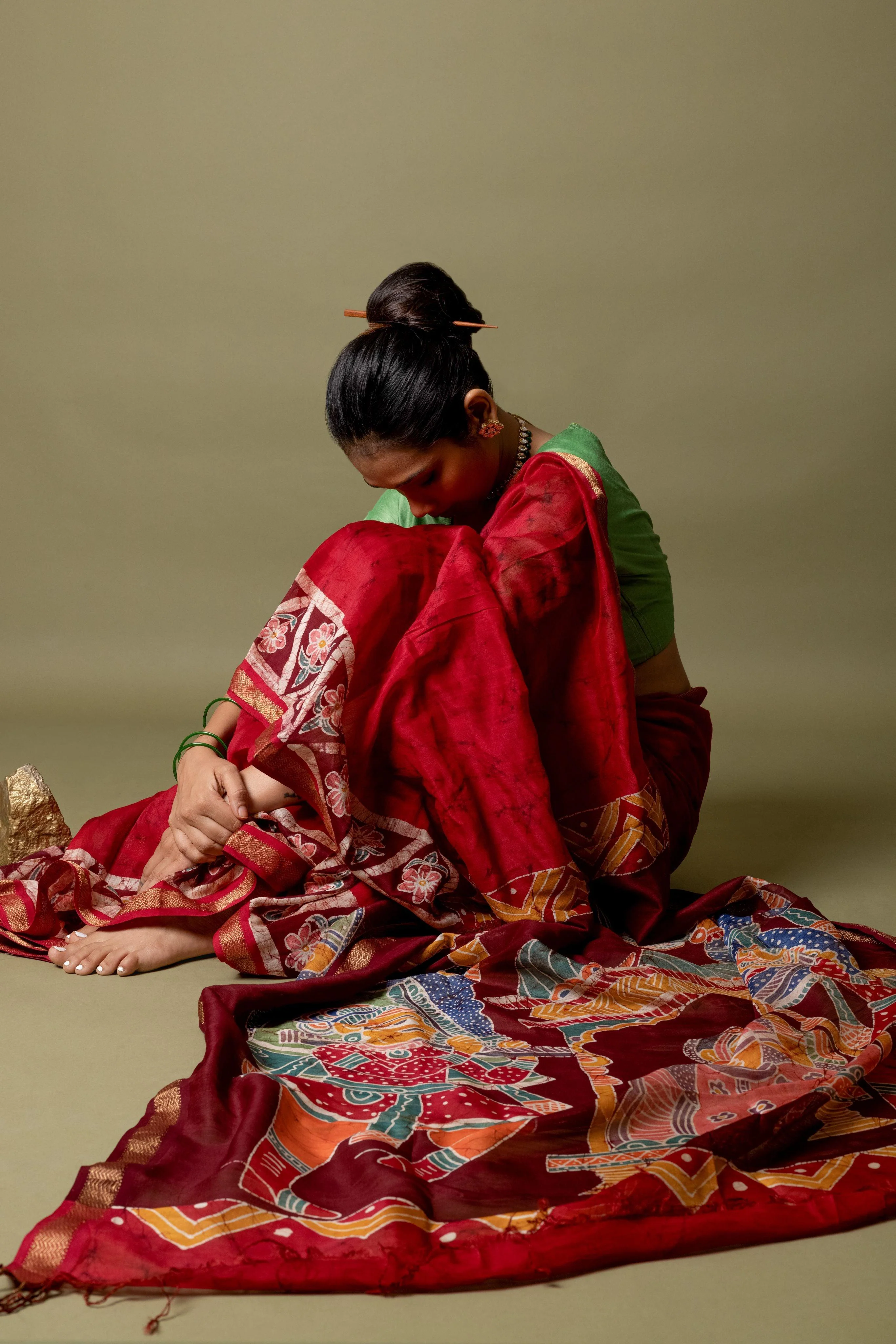 Batik Chanderi saree - Narmada- Dulhan - Image 6
