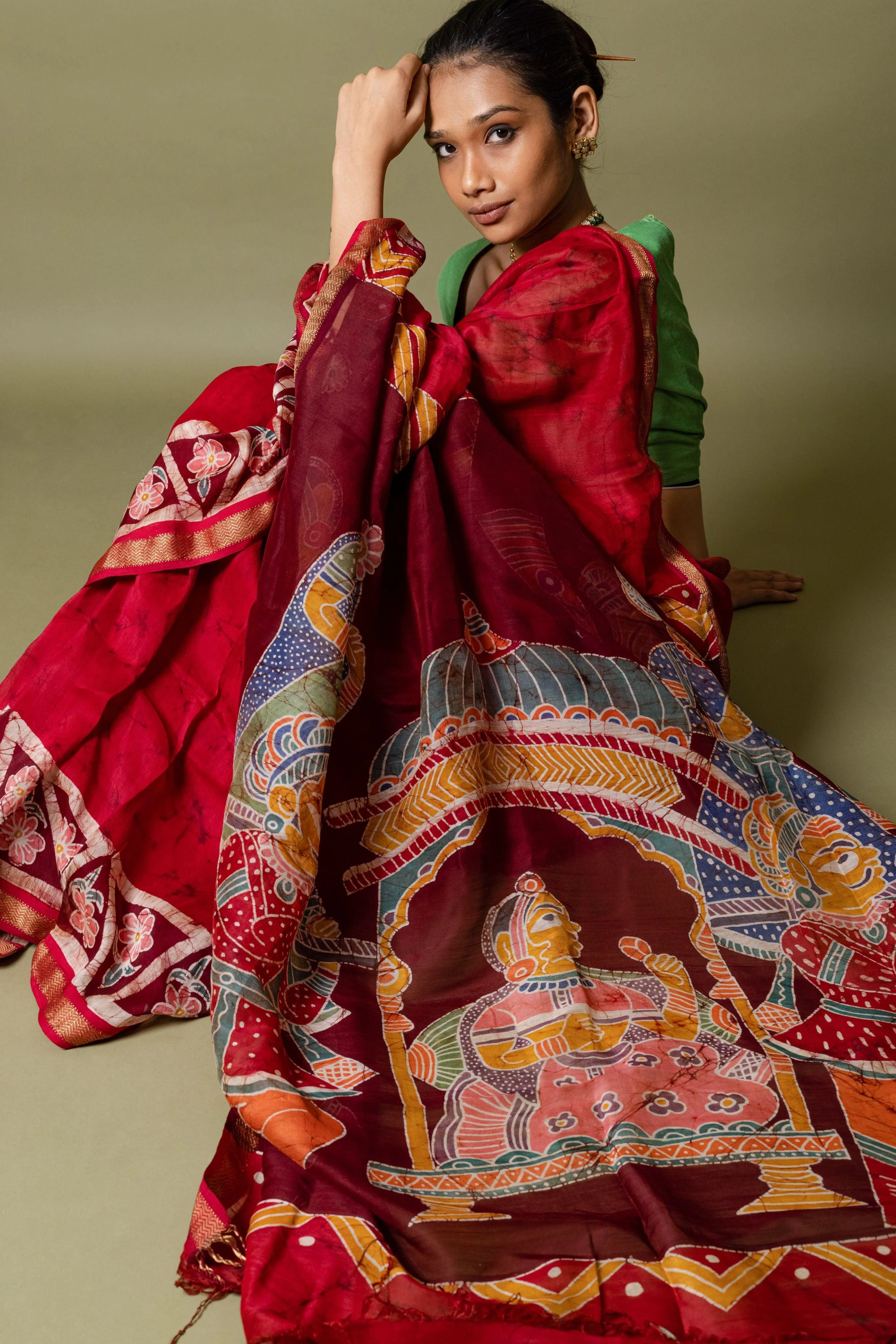 Batik Chanderi saree - Narmada- Dulhan - Image 7