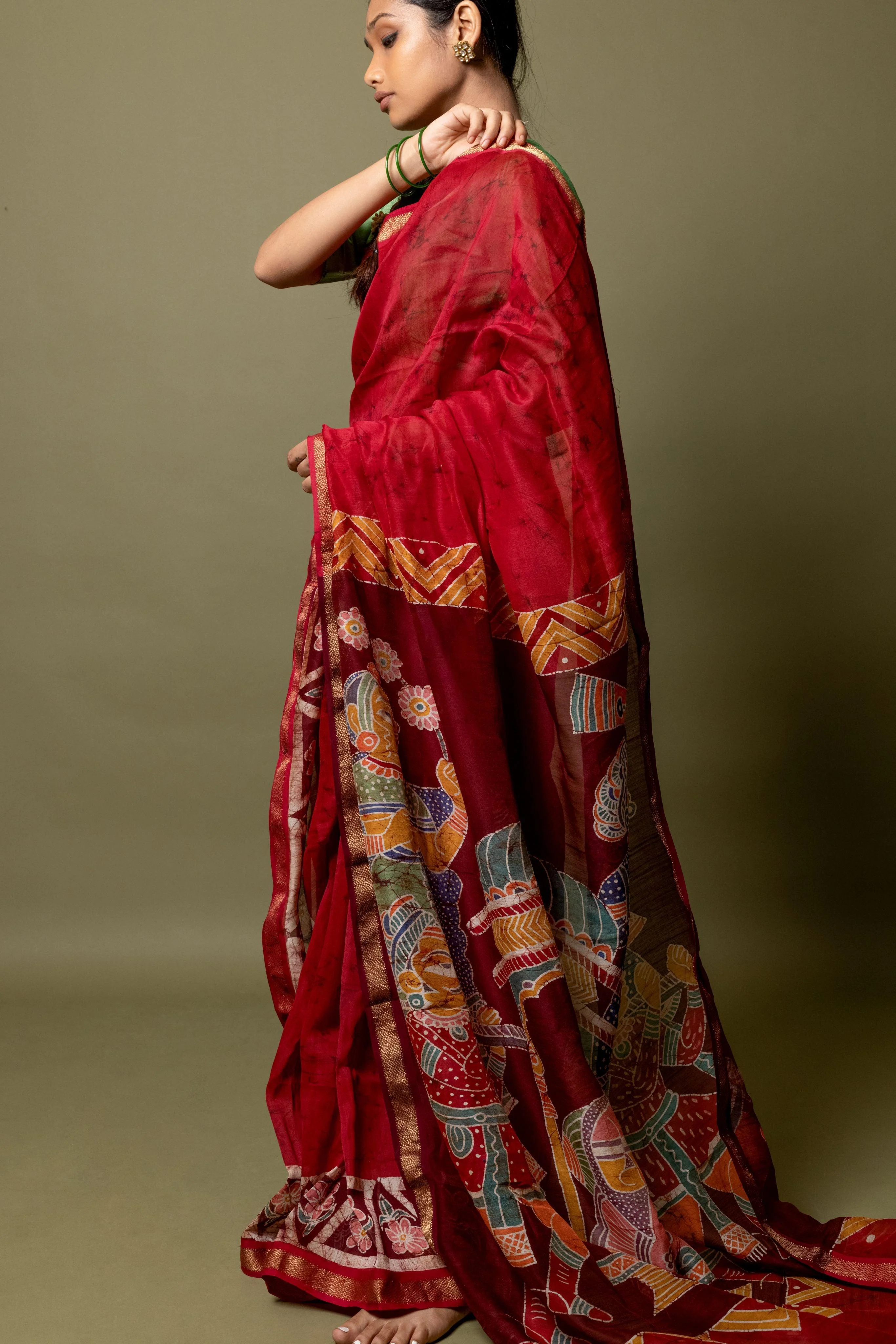Batik Chanderi saree - Narmada- Dulhan - Image 9