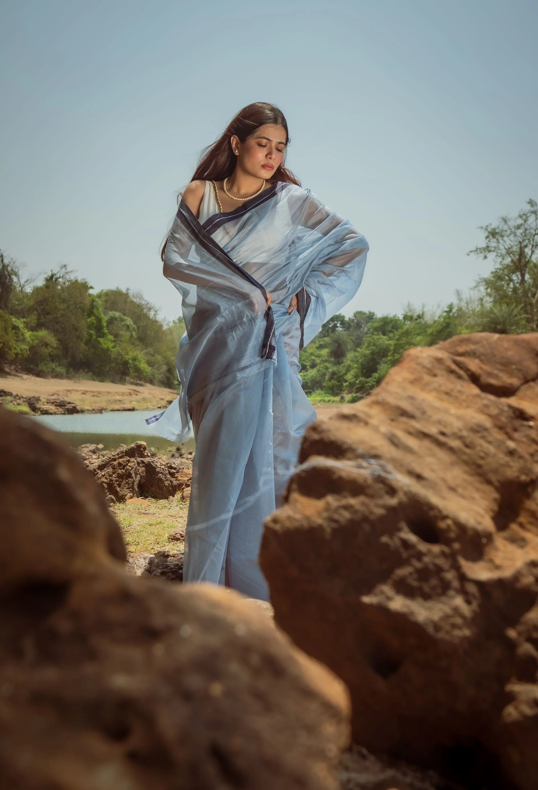Utsav silk cotton saree -  Akash - Image 5