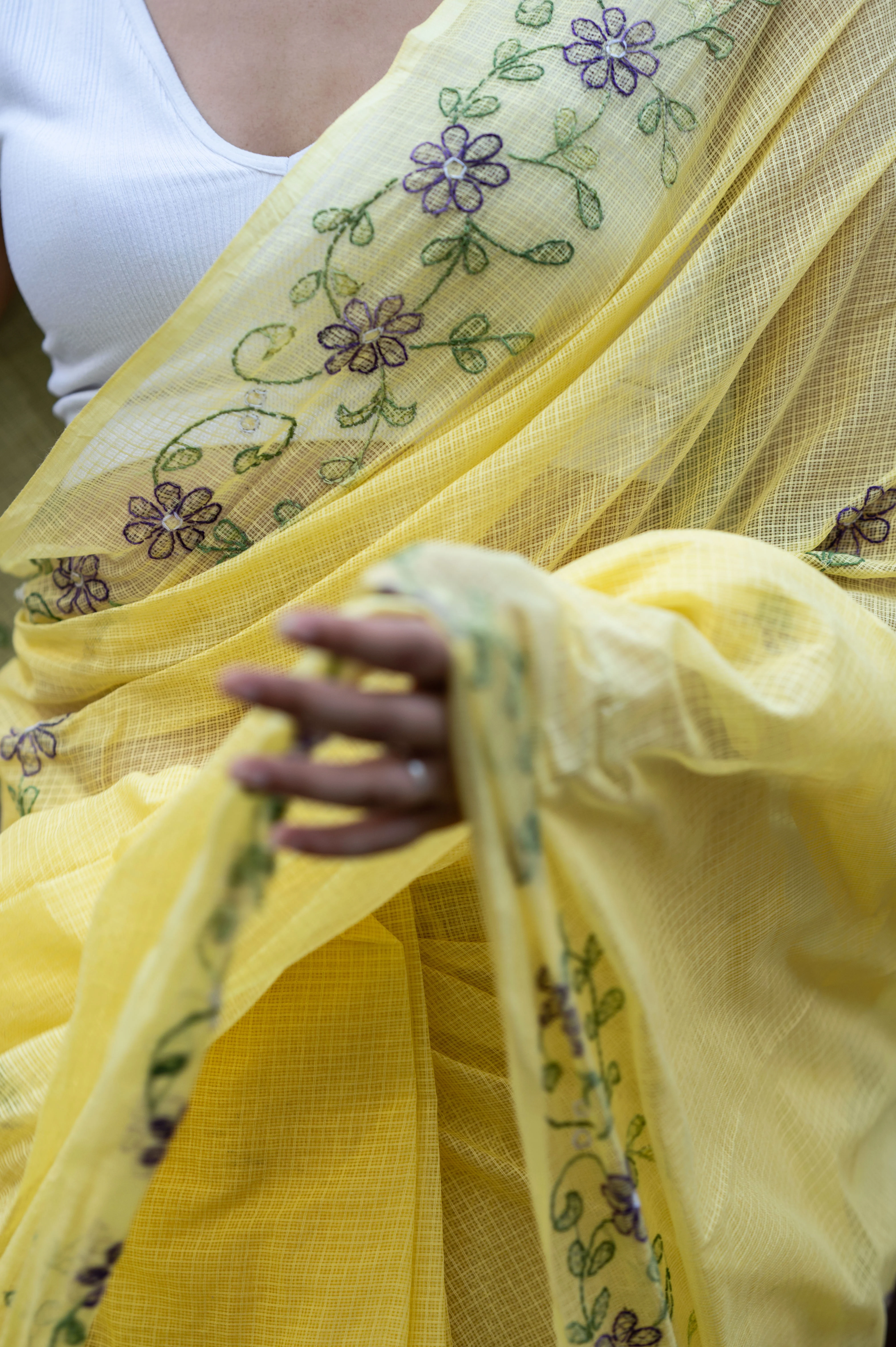 Embroidered Kota saree - Riwaayat - Basanti - Image 8